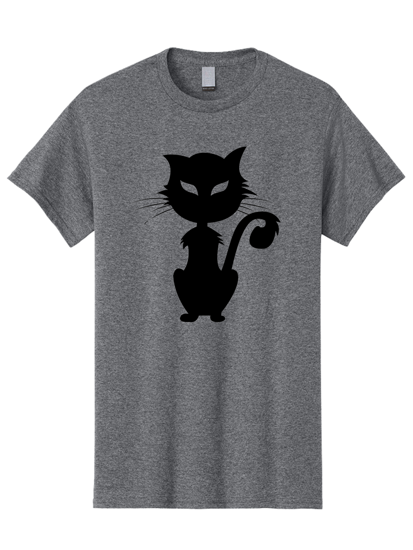 Black-Cat-Silhouette-2 Men'S Graphic Tee, 100% Cotton, Comfortable Casual Summer Wear, Machine Washable, Black Cat, Cat Silhouette, Feline Figure, Glowing Green Eyes, Mystical Cat, Cat Graphic, Spooky Cat, Mysterious Animal, Halloween Icon Aab203