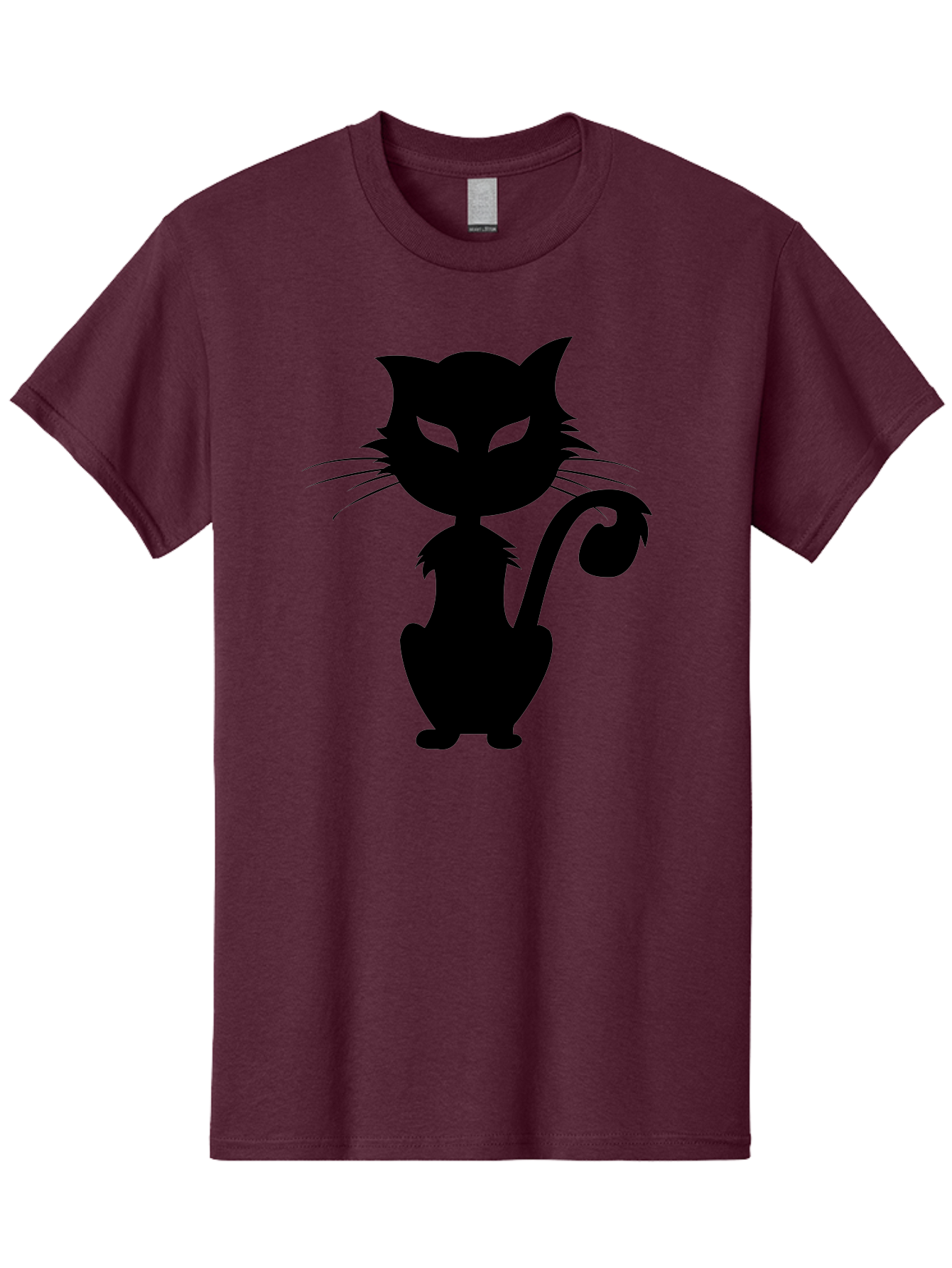 Black-Cat-Silhouette-2 Men'S Graphic Tee, 100% Cotton, Comfortable Casual Summer Wear, Machine Washable, Black Cat, Cat Silhouette, Feline Figure, Glowing Green Eyes, Mystical Cat, Cat Graphic, Spooky Cat, Mysterious Animal, Halloween Icon Aab203