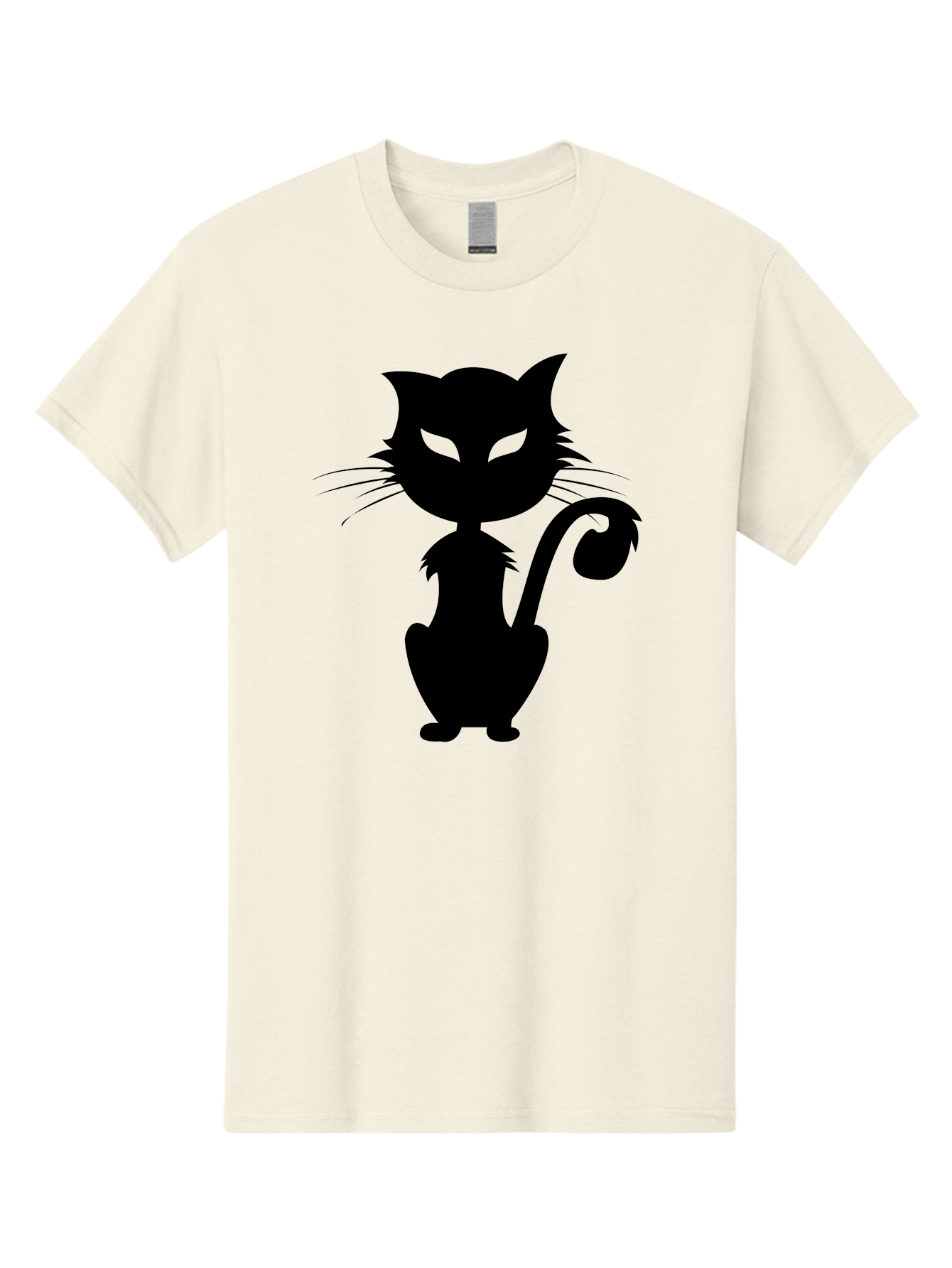 Black-Cat-Silhouette-2 Men'S Graphic Tee, 100% Cotton, Comfortable Casual Summer Wear, Machine Washable, Black Cat, Cat Silhouette, Feline Figure, Glowing Green Eyes, Mystical Cat, Cat Graphic, Spooky Cat, Mysterious Animal, Halloween Icon Aab203