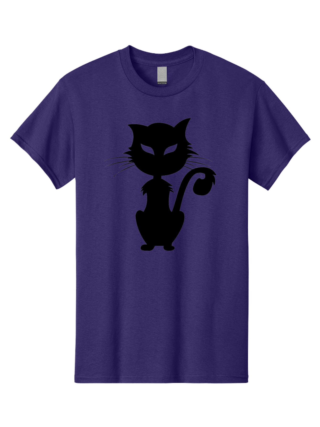 Black-Cat-Silhouette-2 Men'S Graphic Tee, 100% Cotton, Comfortable Casual Summer Wear, Machine Washable, Black Cat, Cat Silhouette, Feline Figure, Glowing Green Eyes, Mystical Cat, Cat Graphic, Spooky Cat, Mysterious Animal, Halloween Icon Aab203