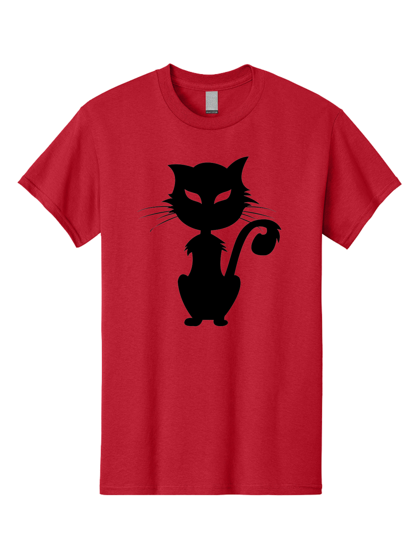 Black-Cat-Silhouette-2 Men'S Graphic Tee, 100% Cotton, Comfortable Casual Summer Wear, Machine Washable, Black Cat, Cat Silhouette, Feline Figure, Glowing Green Eyes, Mystical Cat, Cat Graphic, Spooky Cat, Mysterious Animal, Halloween Icon Aab203