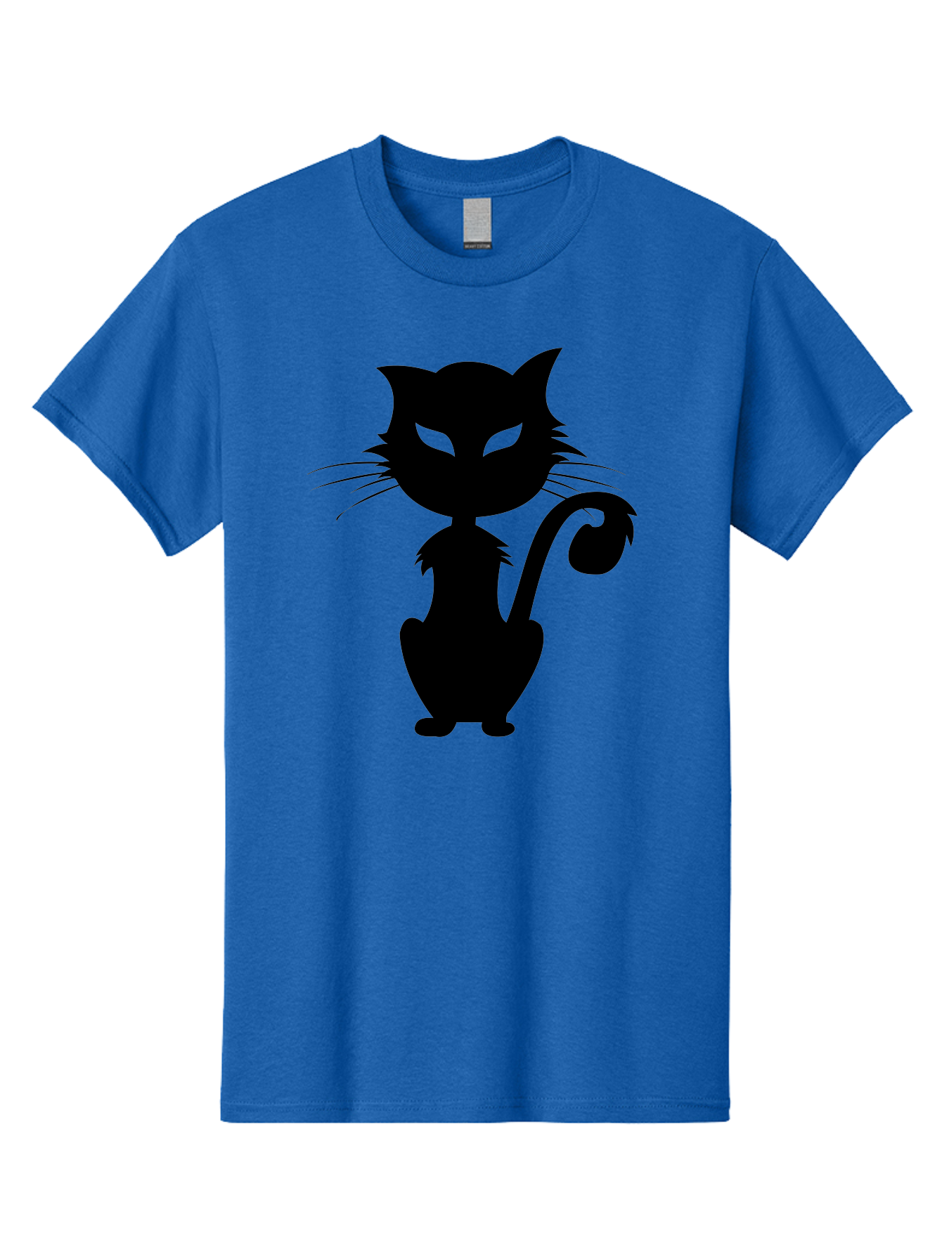 Black-Cat-Silhouette-2 Men'S Graphic Tee, 100% Cotton, Comfortable Casual Summer Wear, Machine Washable, Black Cat, Cat Silhouette, Feline Figure, Glowing Green Eyes, Mystical Cat, Cat Graphic, Spooky Cat, Mysterious Animal, Halloween Icon Aab203
