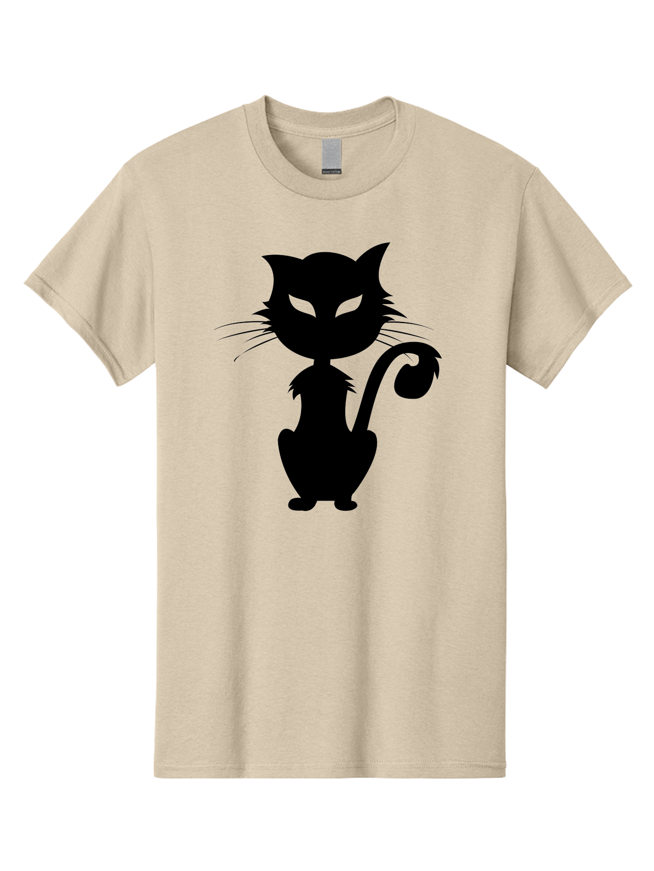 Black-Cat-Silhouette-2 Men'S Graphic Tee, 100% Cotton, Comfortable Casual Summer Wear, Machine Washable, Black Cat, Cat Silhouette, Feline Figure, Glowing Green Eyes, Mystical Cat, Cat Graphic, Spooky Cat, Mysterious Animal, Halloween Icon Aab203
