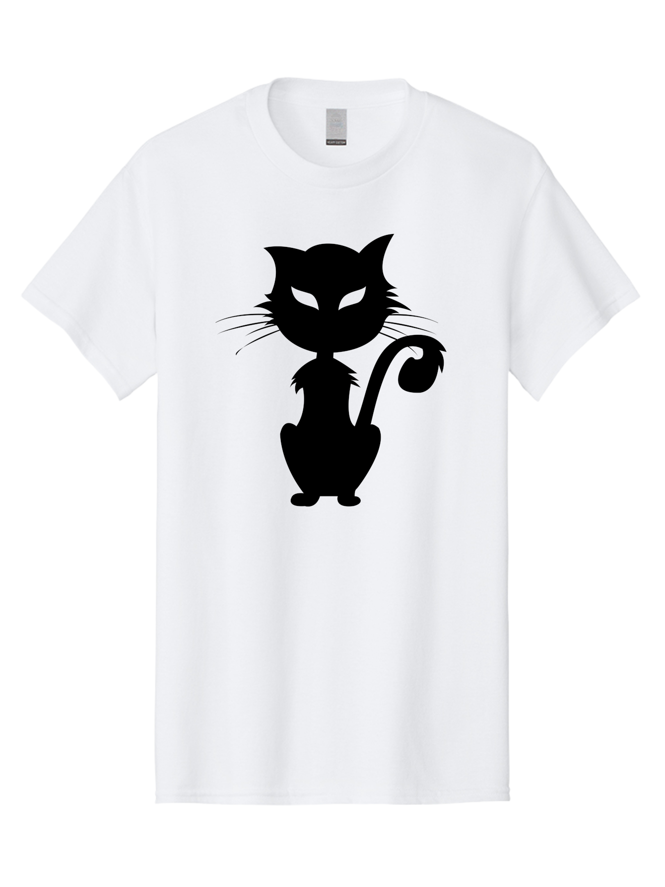 Black-Cat-Silhouette-2 Men'S Graphic Tee, 100% Cotton, Comfortable Casual Summer Wear, Machine Washable, Black Cat, Cat Silhouette, Feline Figure, Glowing Green Eyes, Mystical Cat, Cat Graphic, Spooky Cat, Mysterious Animal, Halloween Icon Aab203