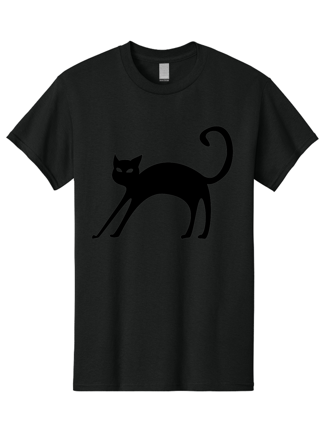 Black-Cat-Silhouette Men'S Graphic Tee, 100% Cotton, Comfortable Casual Summer Wear, Machine Washable, Black Cat Silhouette, Mysterious Eyes, Glowing Green Eyes, Feline Figure, Spooky Atmosphere, Halloween Icon, Cat Illustration, Aab204