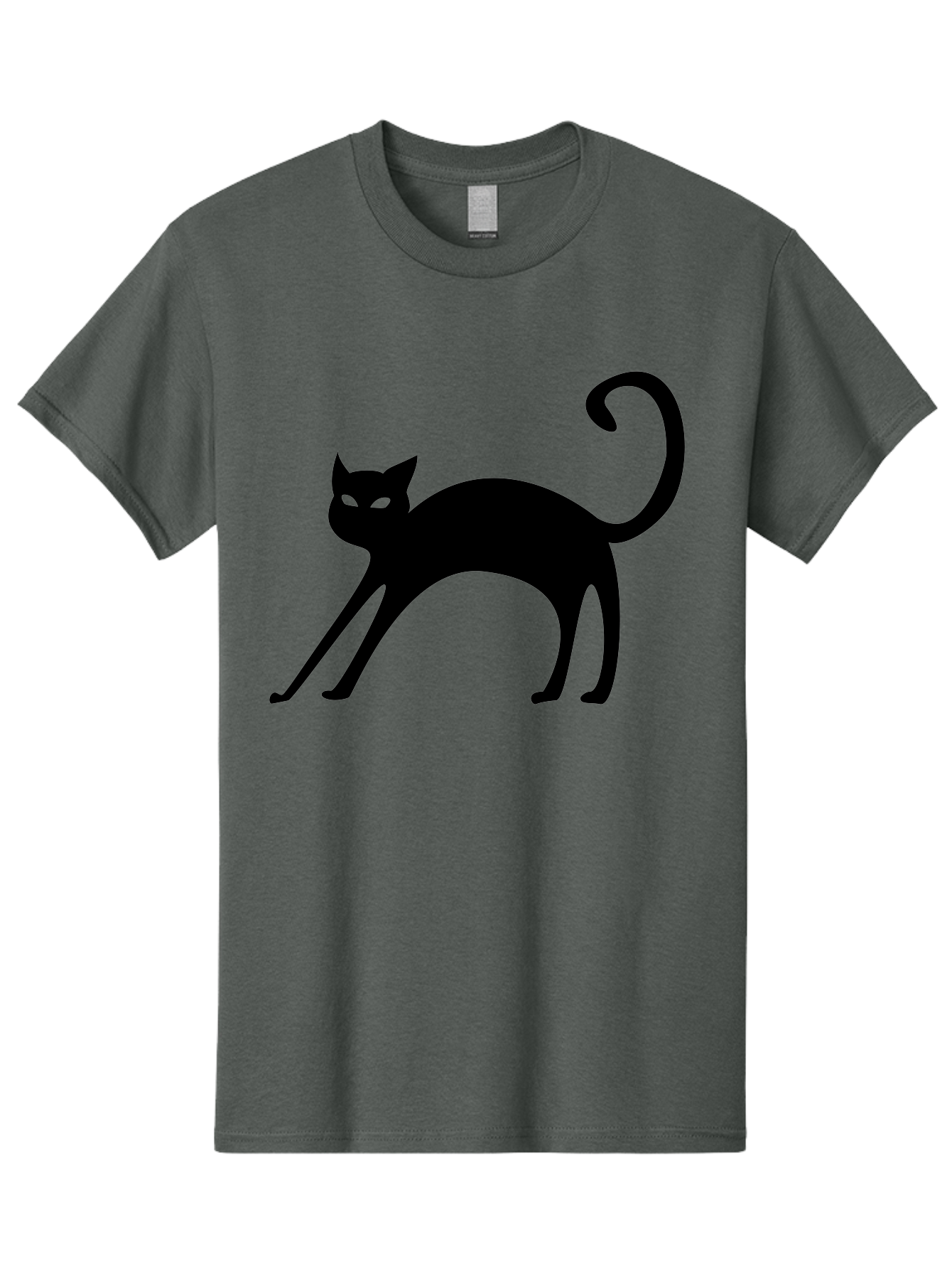 Black-Cat-Silhouette Men'S Graphic Tee, 100% Cotton, Comfortable Casual Summer Wear, Machine Washable, Black Cat Silhouette, Mysterious Eyes, Glowing Green Eyes, Feline Figure, Spooky Atmosphere, Halloween Icon, Cat Illustration, Aab204