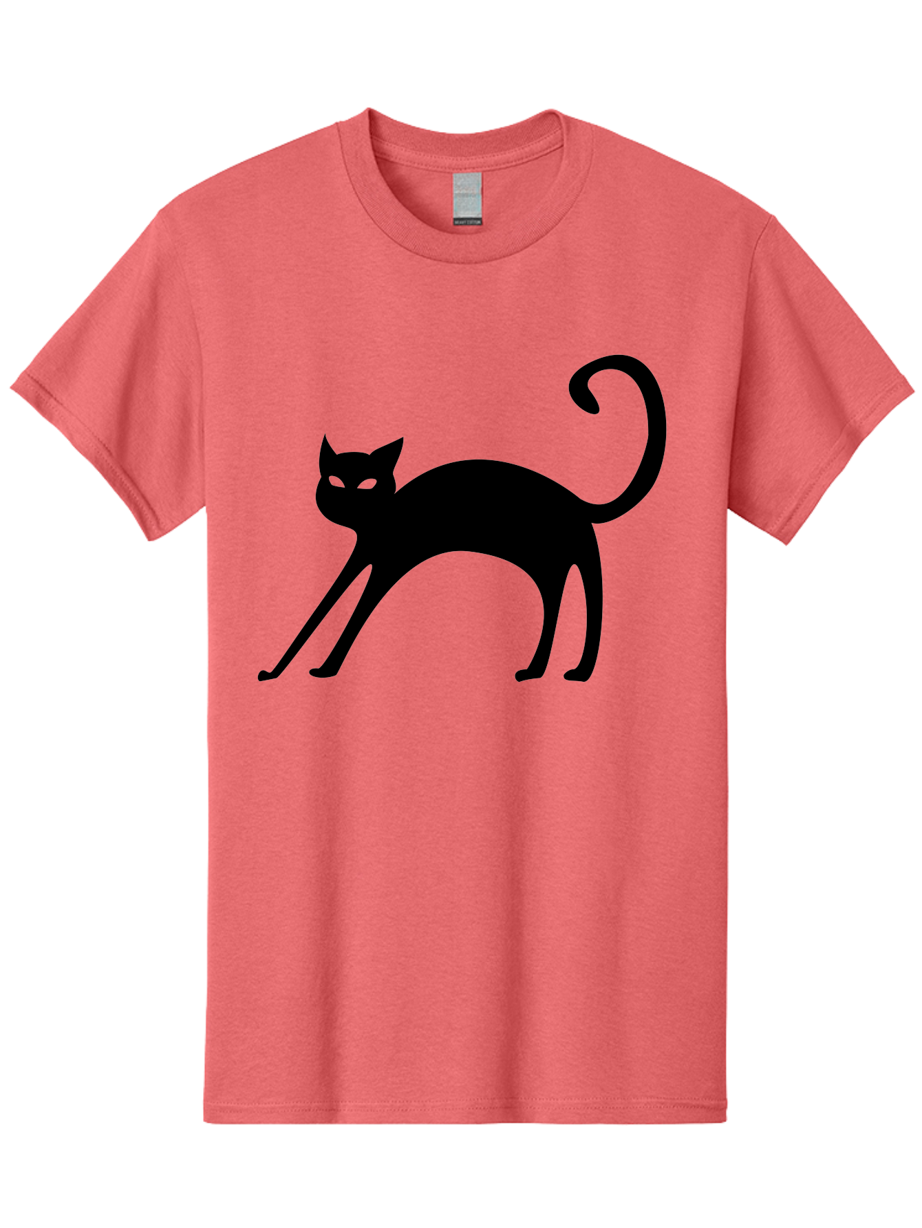 Black-Cat-Silhouette Men'S Graphic Tee, 100% Cotton, Comfortable Casual Summer Wear, Machine Washable, Black Cat Silhouette, Mysterious Eyes, Glowing Green Eyes, Feline Figure, Spooky Atmosphere, Halloween Icon, Cat Illustration, Aab204