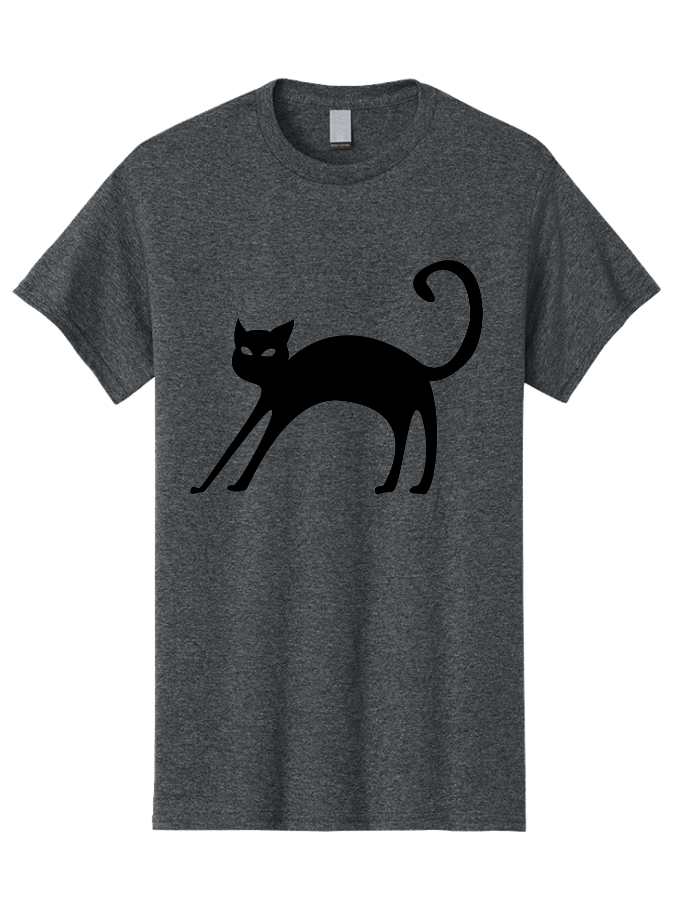 Black-Cat-Silhouette Men'S Graphic Tee, 100% Cotton, Comfortable Casual Summer Wear, Machine Washable, Black Cat Silhouette, Mysterious Eyes, Glowing Green Eyes, Feline Figure, Spooky Atmosphere, Halloween Icon, Cat Illustration, Aab204