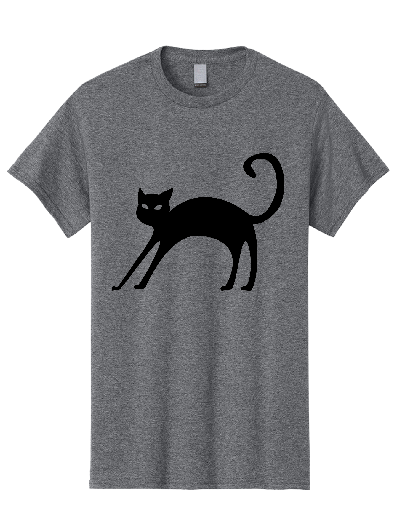 Black-Cat-Silhouette Men'S Graphic Tee, 100% Cotton, Comfortable Casual Summer Wear, Machine Washable, Black Cat Silhouette, Mysterious Eyes, Glowing Green Eyes, Feline Figure, Spooky Atmosphere, Halloween Icon, Cat Illustration, Aab204