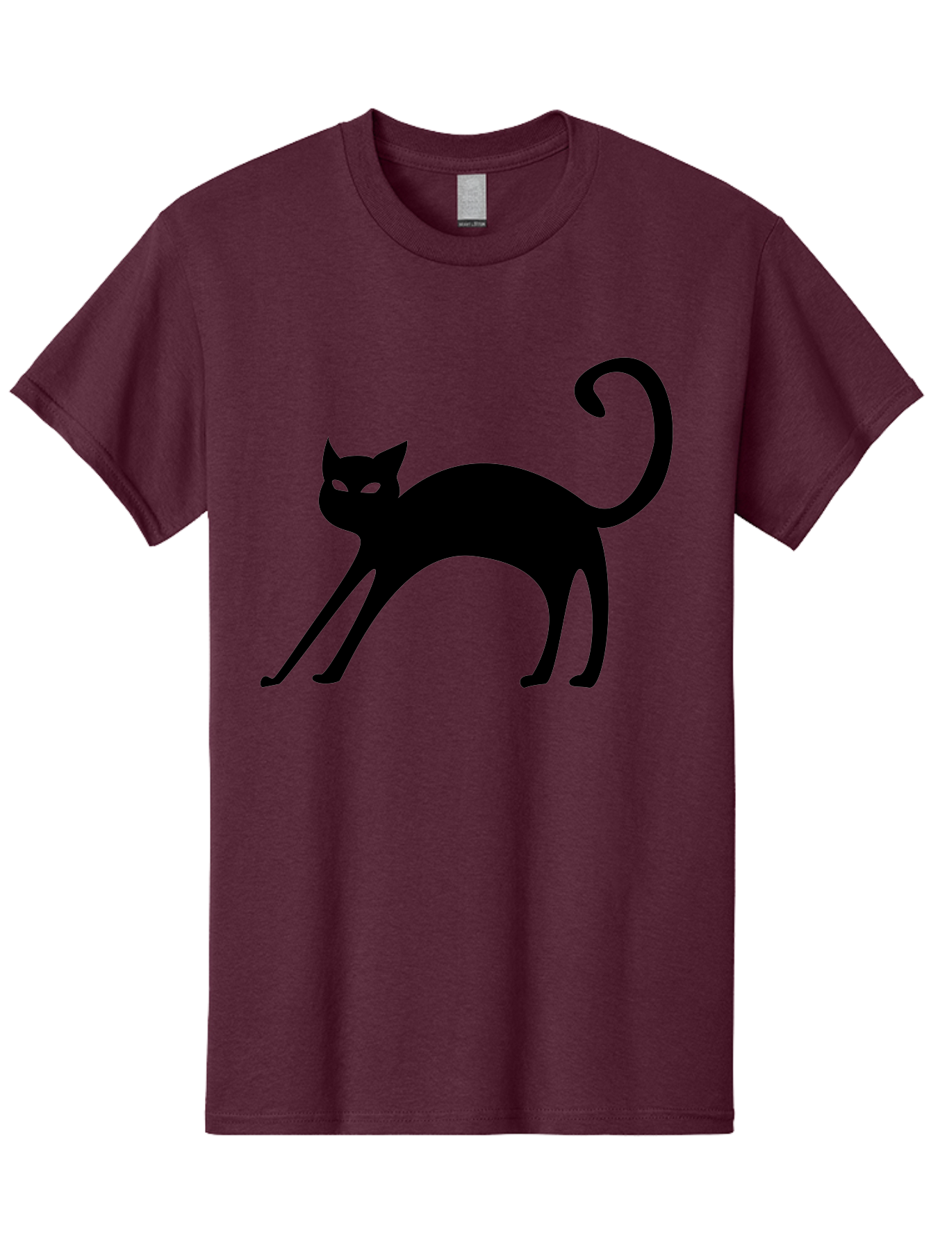 Black-Cat-Silhouette Men'S Graphic Tee, 100% Cotton, Comfortable Casual Summer Wear, Machine Washable, Black Cat Silhouette, Mysterious Eyes, Glowing Green Eyes, Feline Figure, Spooky Atmosphere, Halloween Icon, Cat Illustration, Aab204