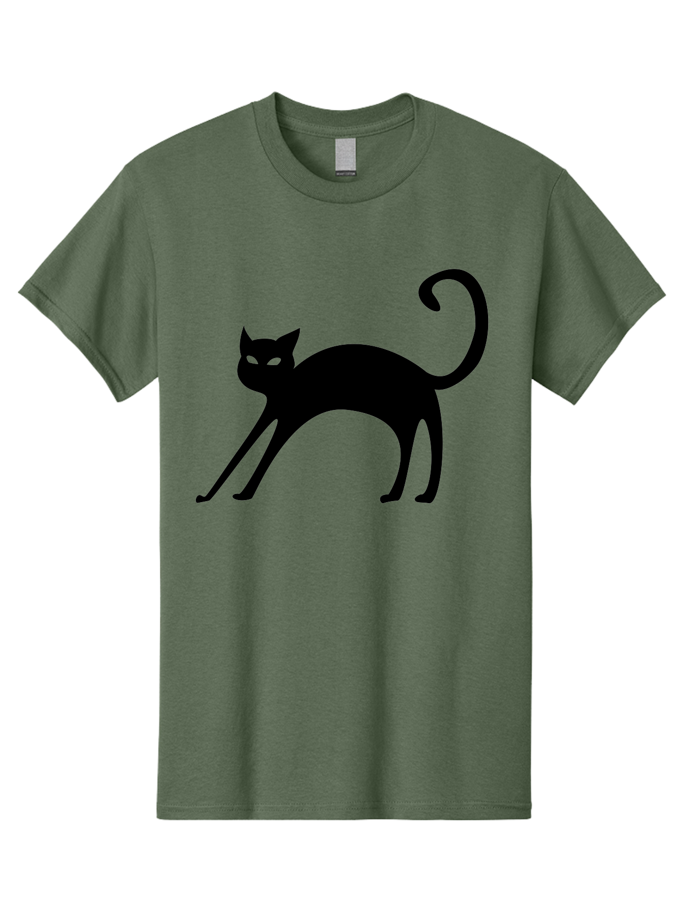 Black-Cat-Silhouette Men'S Graphic Tee, 100% Cotton, Comfortable Casual Summer Wear, Machine Washable, Black Cat Silhouette, Mysterious Eyes, Glowing Green Eyes, Feline Figure, Spooky Atmosphere, Halloween Icon, Cat Illustration, Aab204