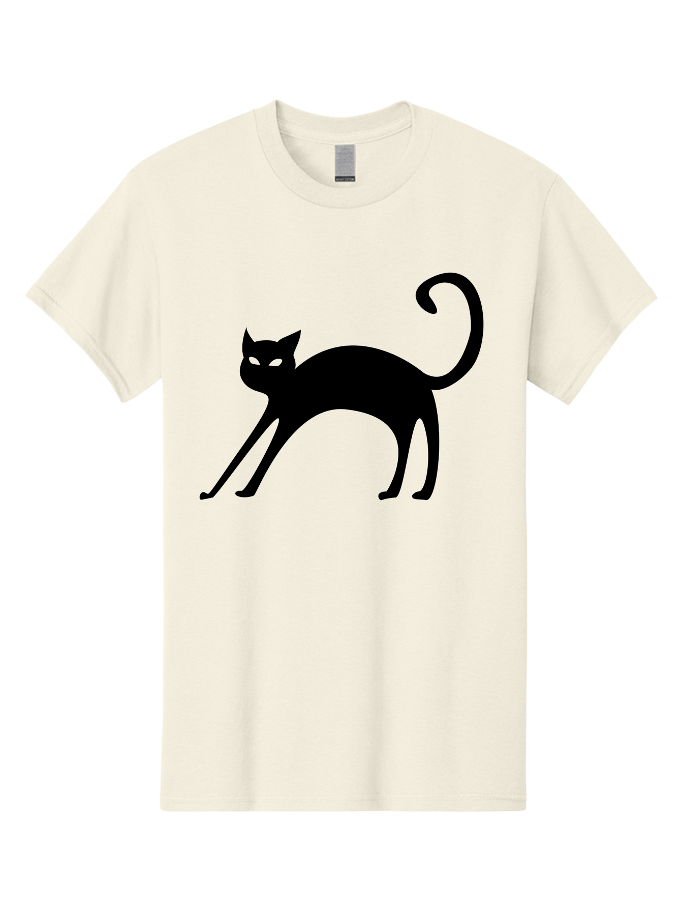 Black-Cat-Silhouette Men'S Graphic Tee, 100% Cotton, Comfortable Casual Summer Wear, Machine Washable, Black Cat Silhouette, Mysterious Eyes, Glowing Green Eyes, Feline Figure, Spooky Atmosphere, Halloween Icon, Cat Illustration, Aab204