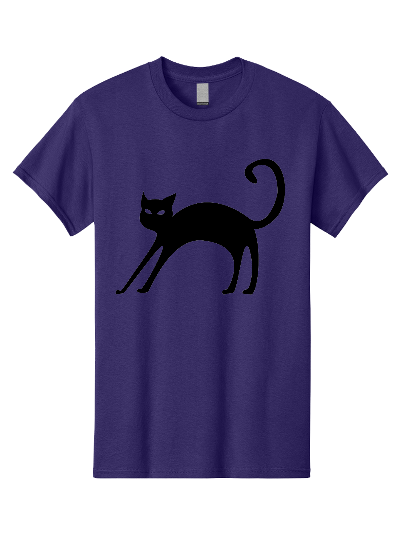 Black-Cat-Silhouette Men'S Graphic Tee, 100% Cotton, Comfortable Casual Summer Wear, Machine Washable, Black Cat Silhouette, Mysterious Eyes, Glowing Green Eyes, Feline Figure, Spooky Atmosphere, Halloween Icon, Cat Illustration, Aab204