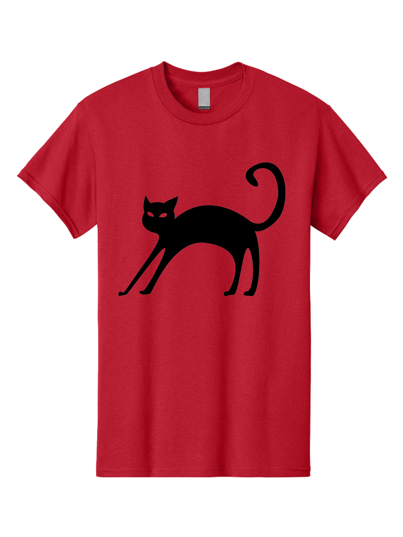 Black-Cat-Silhouette Men'S Graphic Tee, 100% Cotton, Comfortable Casual Summer Wear, Machine Washable, Black Cat Silhouette, Mysterious Eyes, Glowing Green Eyes, Feline Figure, Spooky Atmosphere, Halloween Icon, Cat Illustration, Aab204