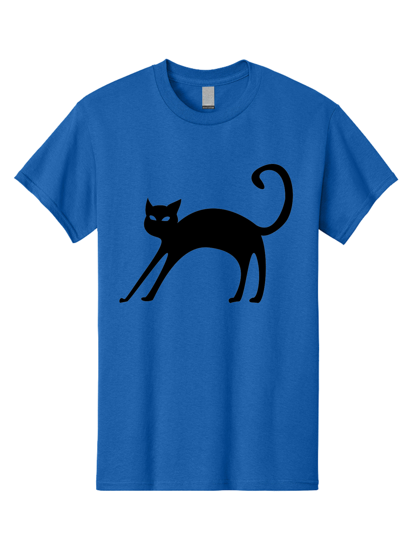 Black-Cat-Silhouette Men'S Graphic Tee, 100% Cotton, Comfortable Casual Summer Wear, Machine Washable, Black Cat Silhouette, Mysterious Eyes, Glowing Green Eyes, Feline Figure, Spooky Atmosphere, Halloween Icon, Cat Illustration, Aab204