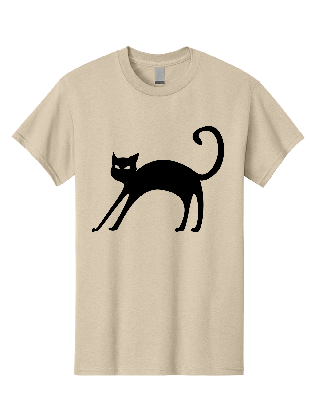 Black-Cat-Silhouette Men'S Graphic Tee, 100% Cotton, Comfortable Casual Summer Wear, Machine Washable, Black Cat Silhouette, Mysterious Eyes, Glowing Green Eyes, Feline Figure, Spooky Atmosphere, Halloween Icon, Cat Illustration, Aab204