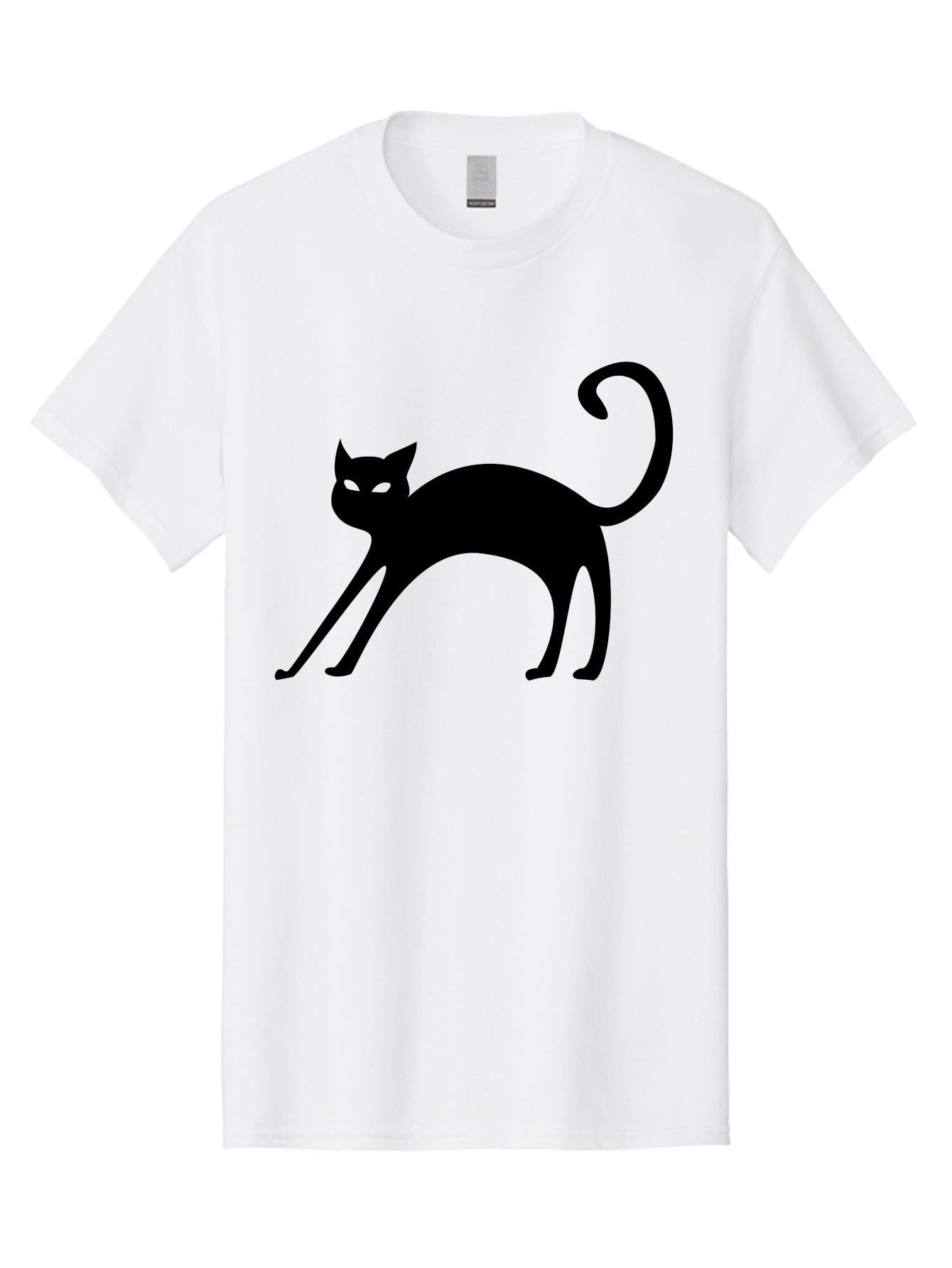 Black-Cat-Silhouette Men'S Graphic Tee, 100% Cotton, Comfortable Casual Summer Wear, Machine Washable, Black Cat Silhouette, Mysterious Eyes, Glowing Green Eyes, Feline Figure, Spooky Atmosphere, Halloween Icon, Cat Illustration, Aab204