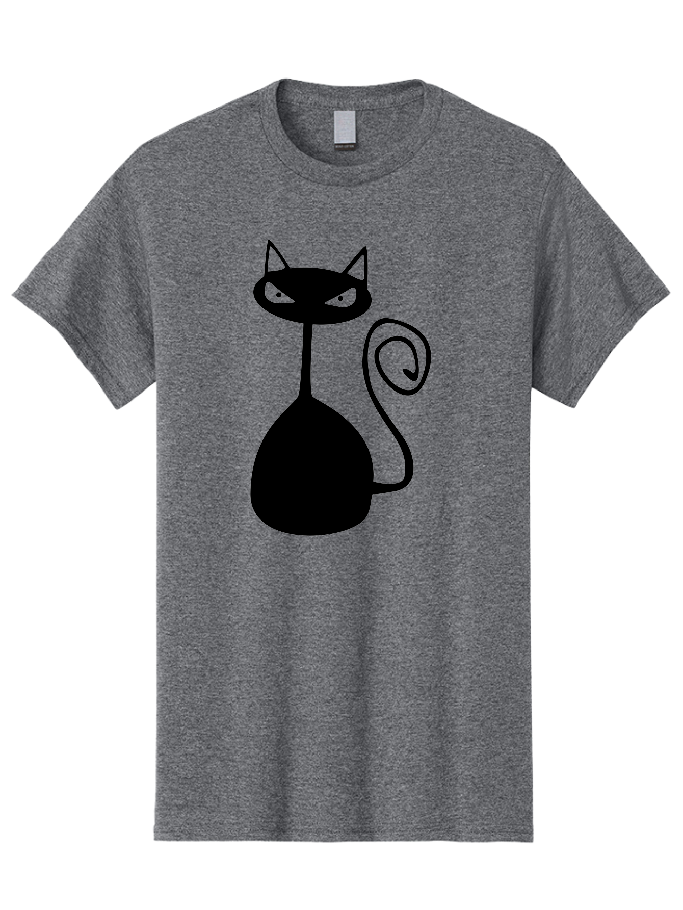 Black-Cat Men'S Graphic Tee, 100% Cotton, Comfortable Casual Summer Wear, Machine Washable, Black Cat Silhouette, Evil Cat, Green Eyes, Cartoon Style, Minimalist Design, Simple Shapes, Whimsical Art, Feline Illustration, Spooky Cat, Aab205