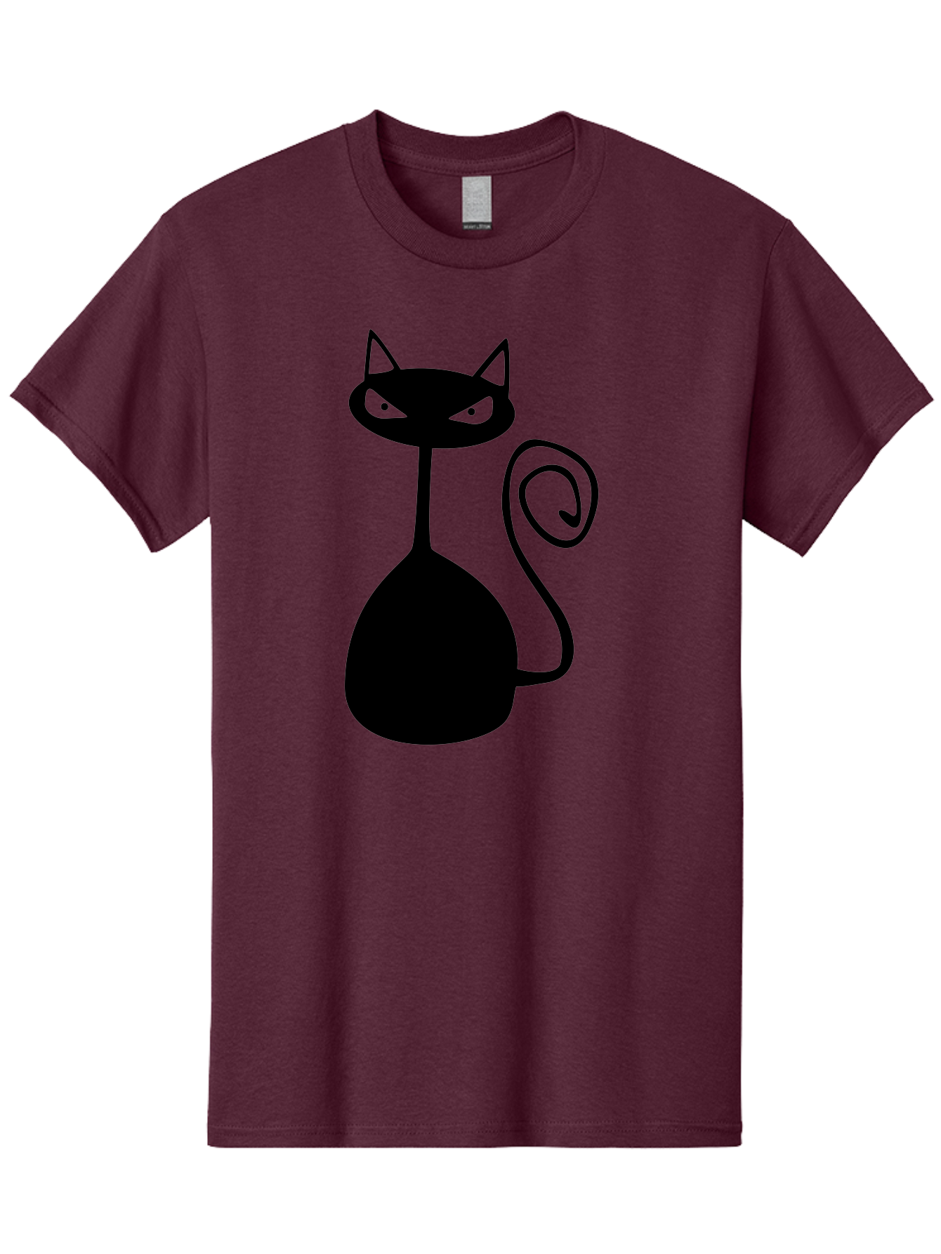 Black-Cat Men'S Graphic Tee, 100% Cotton, Comfortable Casual Summer Wear, Machine Washable, Black Cat Silhouette, Evil Cat, Green Eyes, Cartoon Style, Minimalist Design, Simple Shapes, Whimsical Art, Feline Illustration, Spooky Cat, Aab205