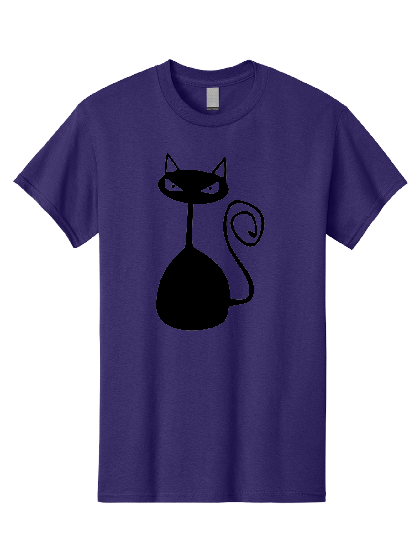 Black-Cat Men'S Graphic Tee, 100% Cotton, Comfortable Casual Summer Wear, Machine Washable, Black Cat Silhouette, Evil Cat, Green Eyes, Cartoon Style, Minimalist Design, Simple Shapes, Whimsical Art, Feline Illustration, Spooky Cat, Aab205