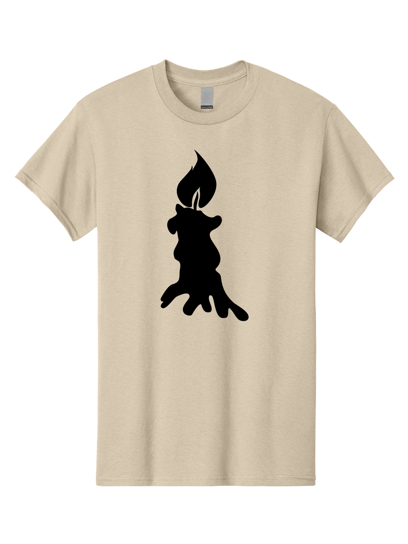 Candle-Silhouette Men'S Graphic Tee, 100% Cotton, Comfortable Casual Summer Wear, Machine Washable, Candle Silhouette, Wax Drips, Flame Icon, Minimalist Design, Simple Graphics, Candlelight Ambiance, Soothing Atmosphere, Warm Glow Aab207