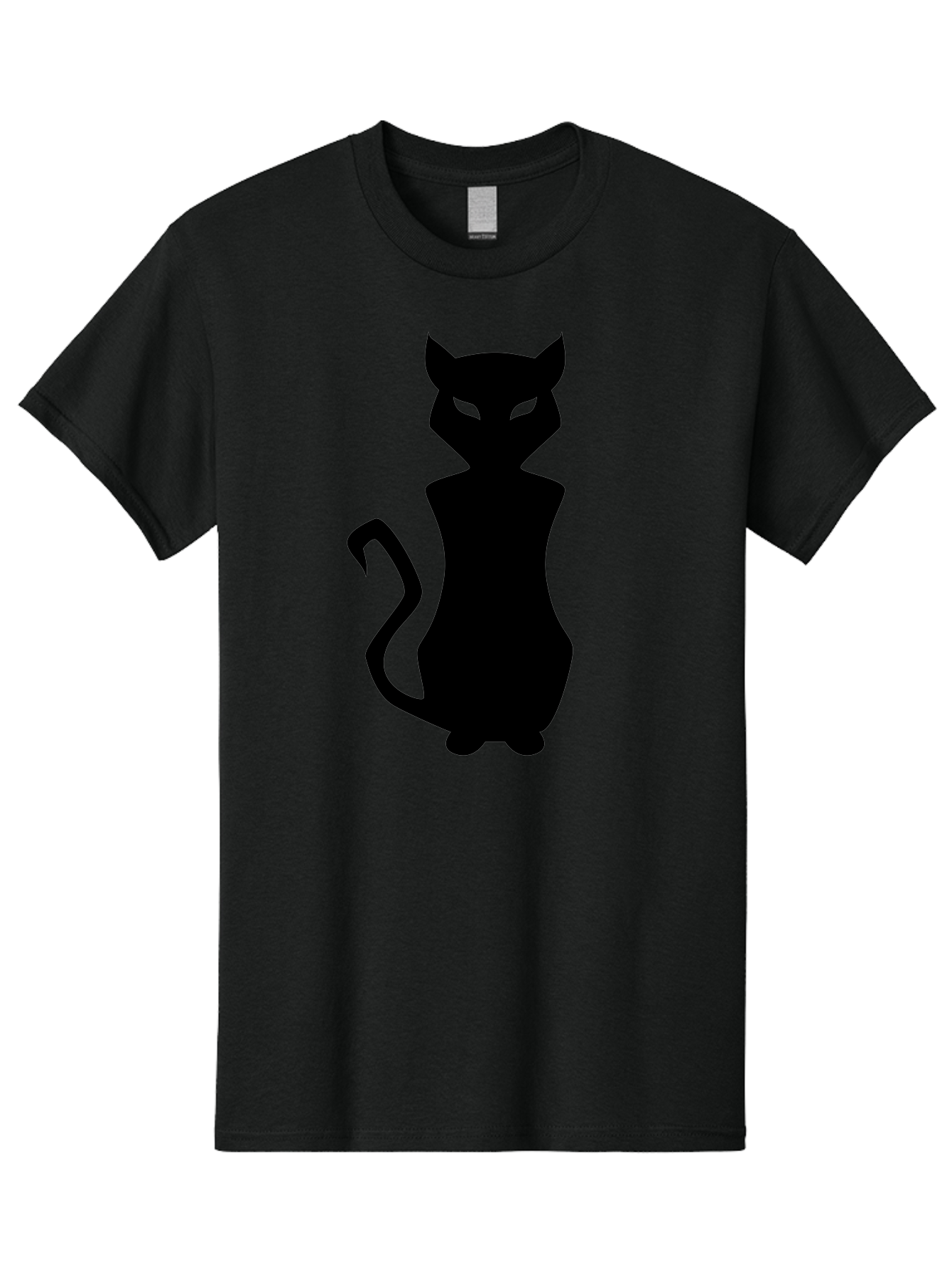 Cat-Silhouette Men'S Graphic Tee, 100% Cotton, Comfortable Casual Summer Wear, Machine Washable, Black Cat Silhouette, Glowy Eyes, Cat'S Paw On Face, Feline Figure, Mysterious Animal, Sleek Design, Glowing Green Eyes, Cat Shape Aab209