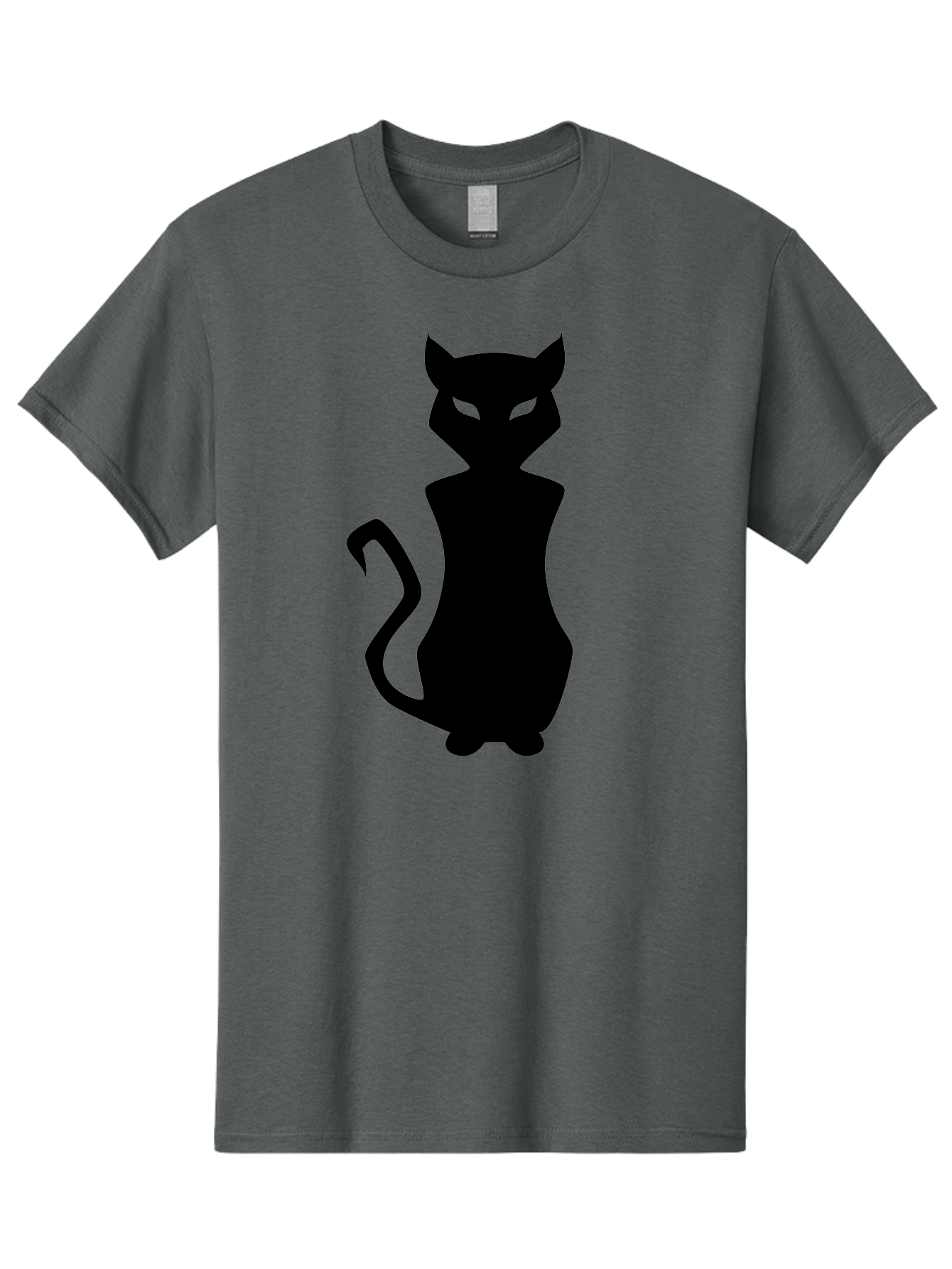 Cat-Silhouette Men'S Graphic Tee, 100% Cotton, Comfortable Casual Summer Wear, Machine Washable, Black Cat Silhouette, Glowy Eyes, Cat'S Paw On Face, Feline Figure, Mysterious Animal, Sleek Design, Glowing Green Eyes, Cat Shape Aab209