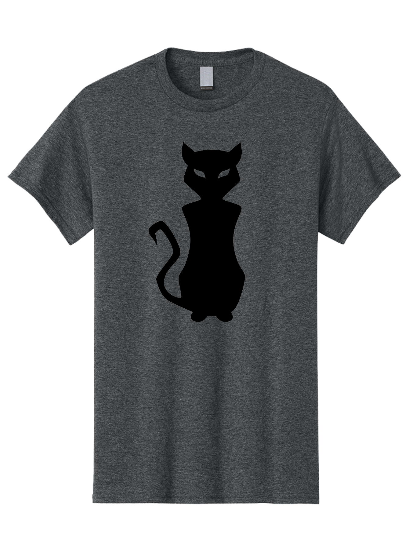 Cat-Silhouette Men'S Graphic Tee, 100% Cotton, Comfortable Casual Summer Wear, Machine Washable, Black Cat Silhouette, Glowy Eyes, Cat'S Paw On Face, Feline Figure, Mysterious Animal, Sleek Design, Glowing Green Eyes, Cat Shape Aab209