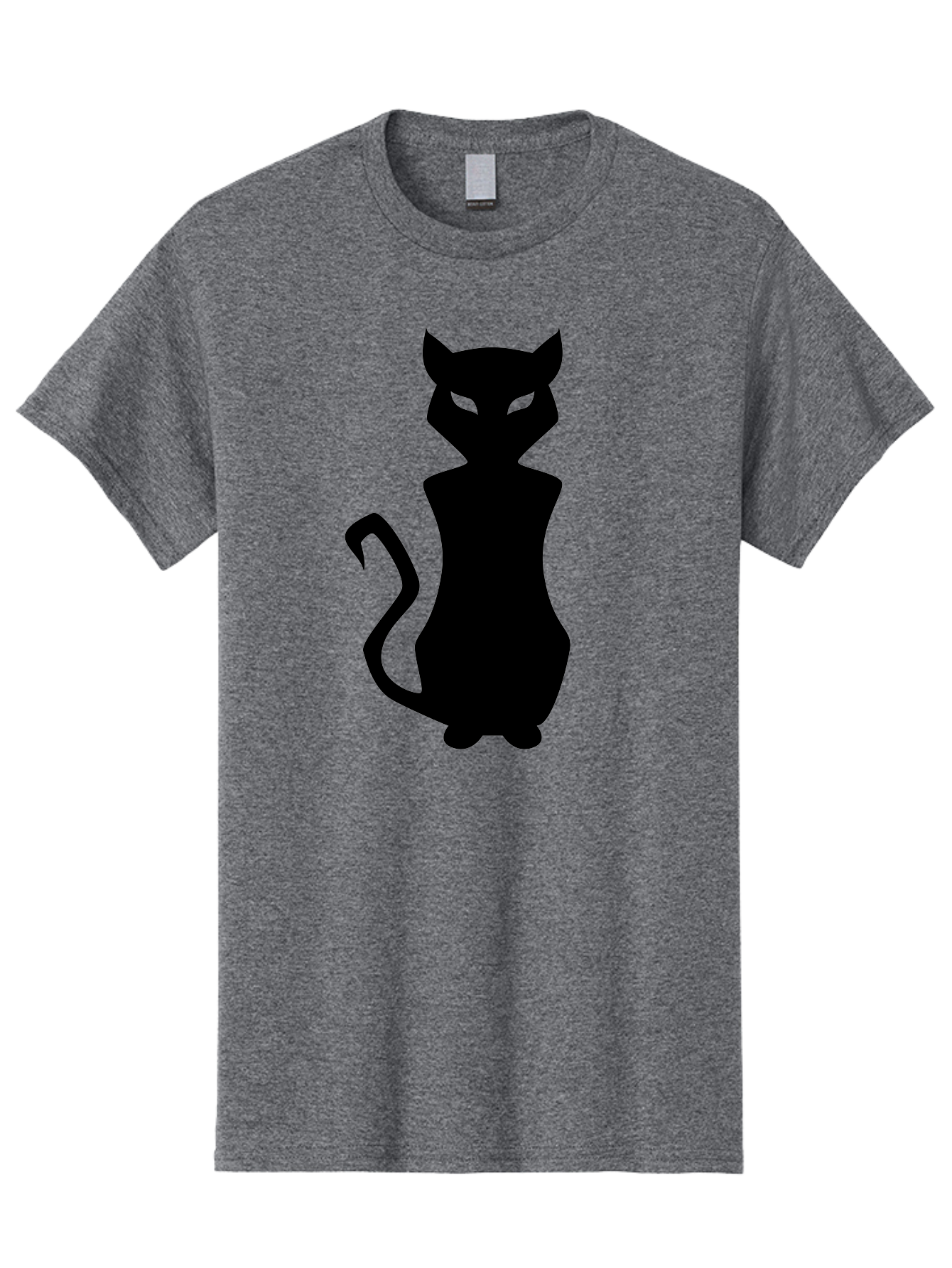 Cat-Silhouette Men'S Graphic Tee, 100% Cotton, Comfortable Casual Summer Wear, Machine Washable, Black Cat Silhouette, Glowy Eyes, Cat'S Paw On Face, Feline Figure, Mysterious Animal, Sleek Design, Glowing Green Eyes, Cat Shape Aab209