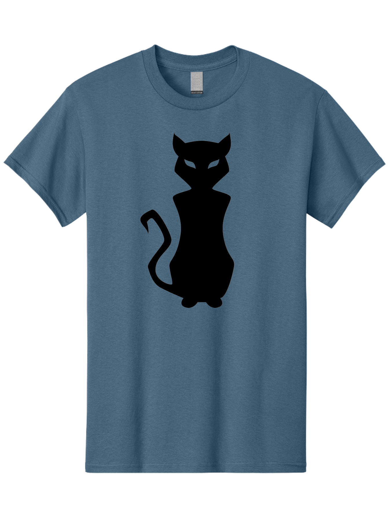Cat-Silhouette Men'S Graphic Tee, 100% Cotton, Comfortable Casual Summer Wear, Machine Washable, Black Cat Silhouette, Glowy Eyes, Cat'S Paw On Face, Feline Figure, Mysterious Animal, Sleek Design, Glowing Green Eyes, Cat Shape Aab209