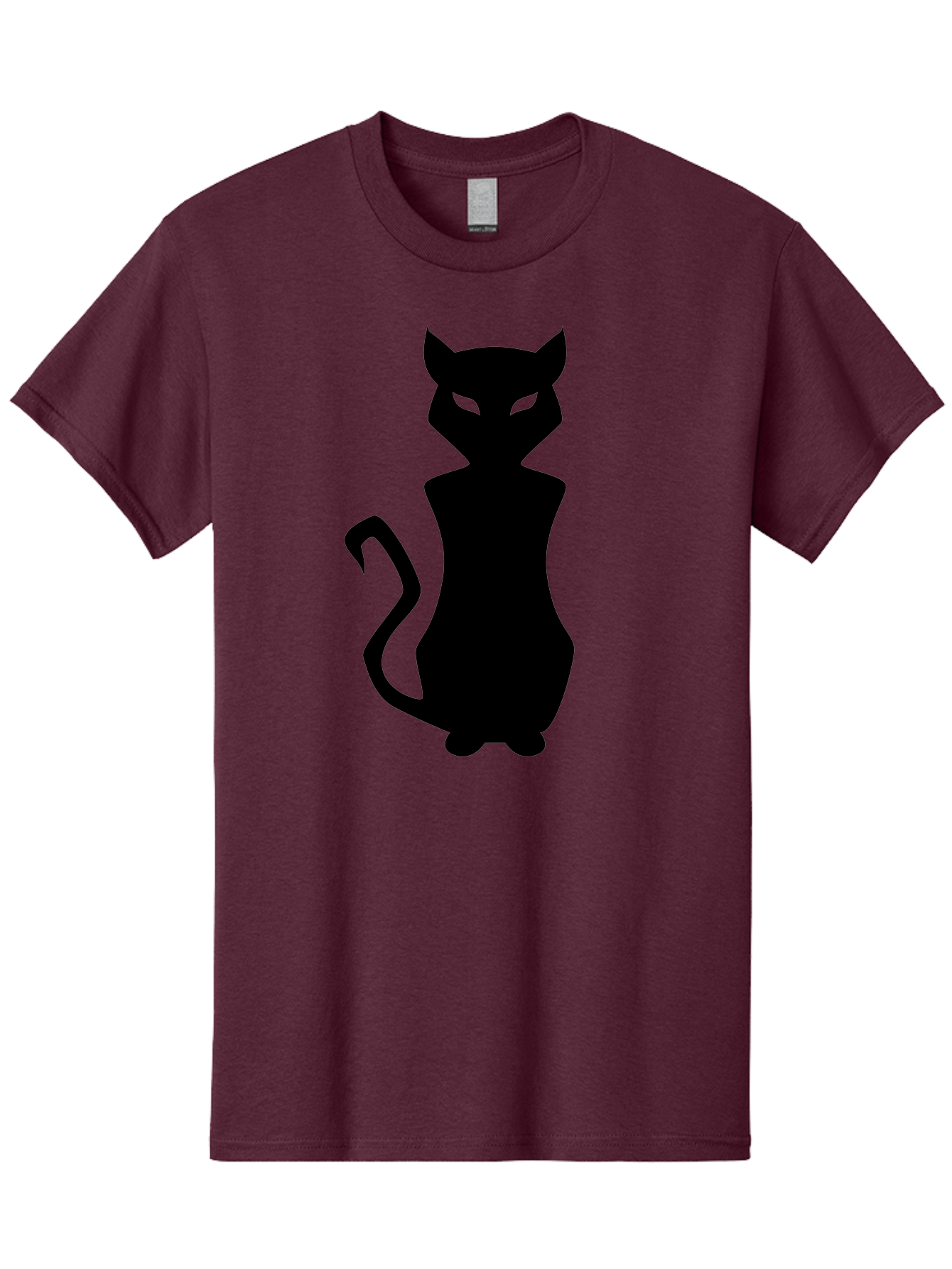 Cat-Silhouette Men'S Graphic Tee, 100% Cotton, Comfortable Casual Summer Wear, Machine Washable, Black Cat Silhouette, Glowy Eyes, Cat'S Paw On Face, Feline Figure, Mysterious Animal, Sleek Design, Glowing Green Eyes, Cat Shape Aab209