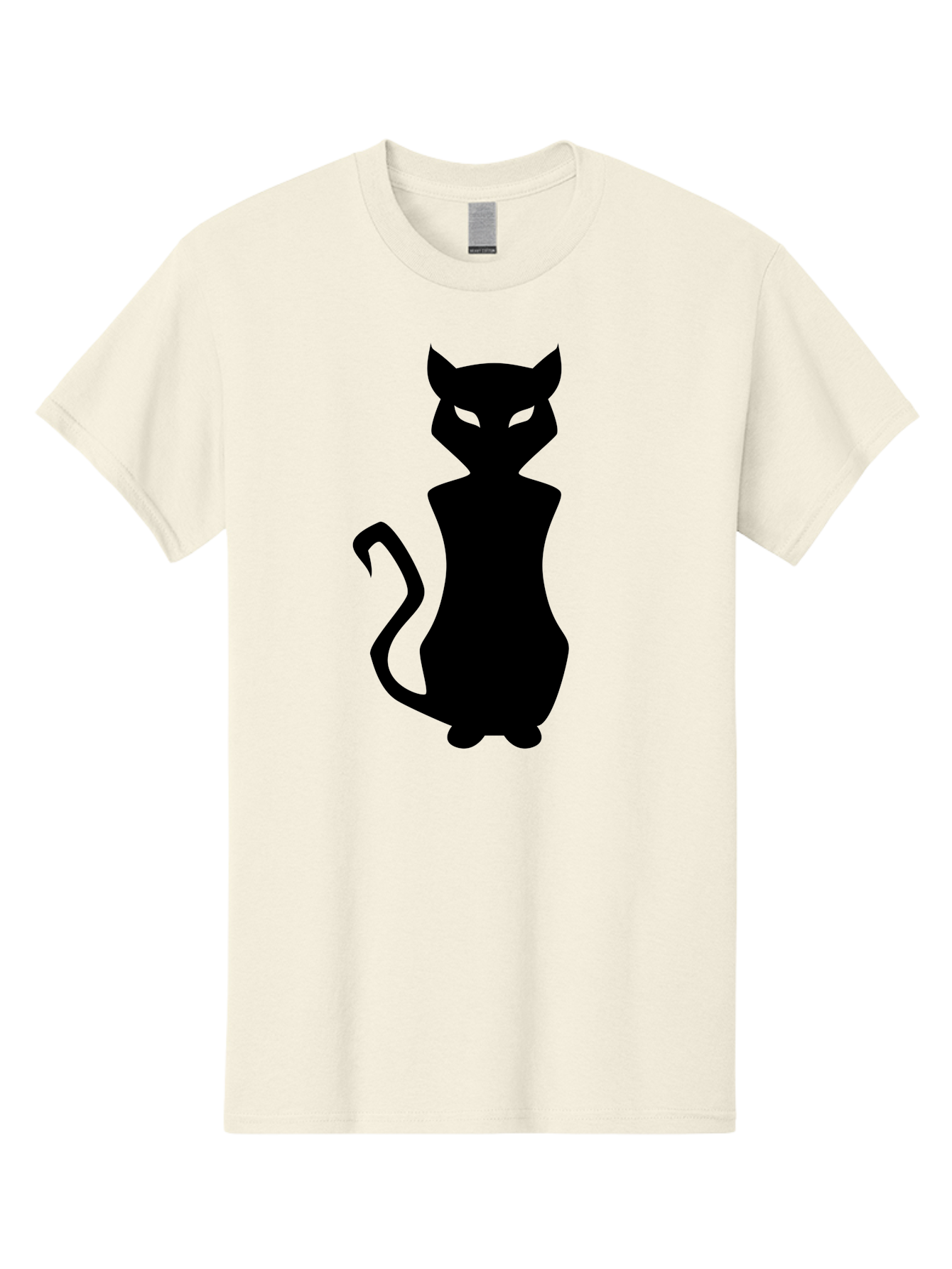 Cat-Silhouette Men'S Graphic Tee, 100% Cotton, Comfortable Casual Summer Wear, Machine Washable, Black Cat Silhouette, Glowy Eyes, Cat'S Paw On Face, Feline Figure, Mysterious Animal, Sleek Design, Glowing Green Eyes, Cat Shape Aab209