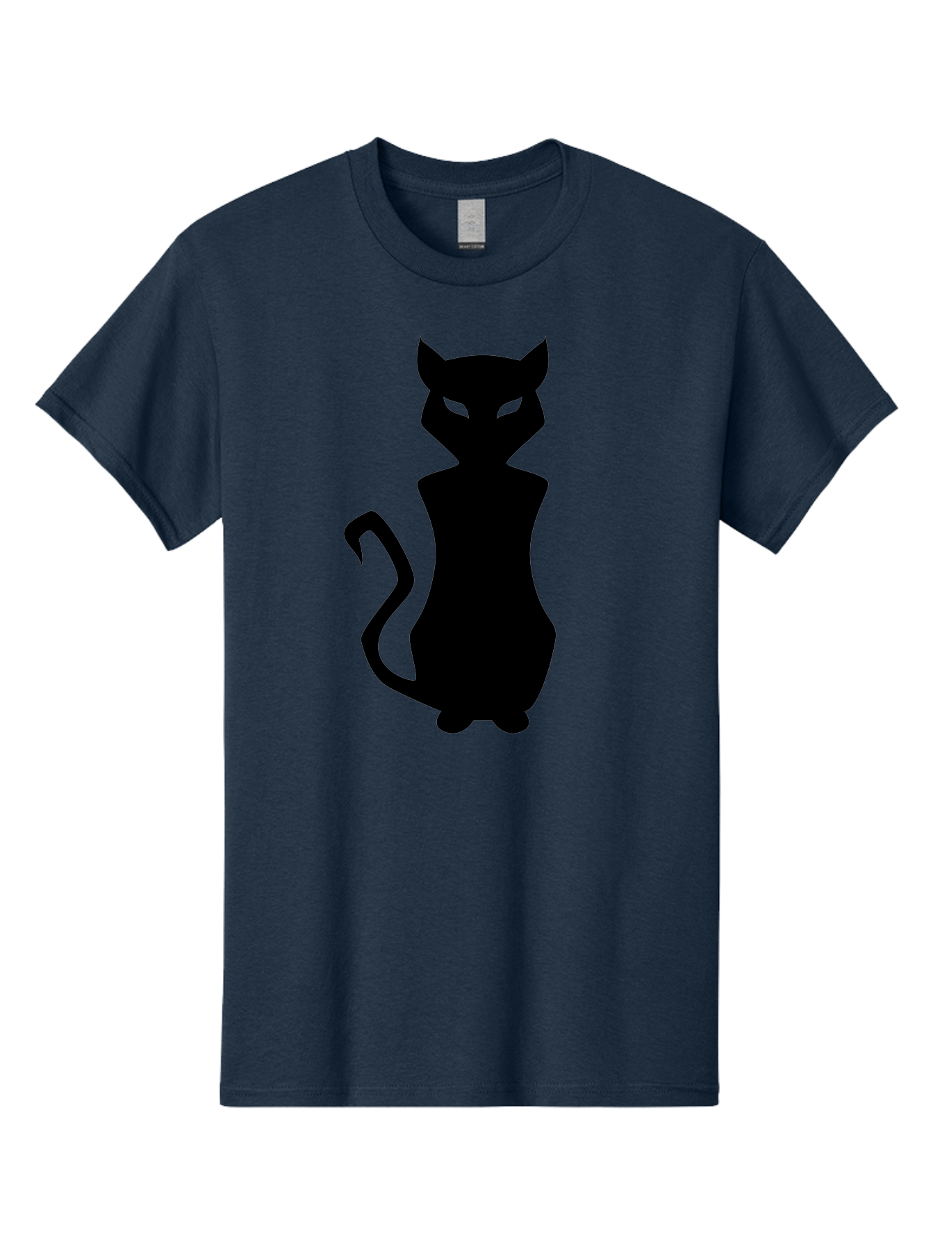 Cat-Silhouette Men'S Graphic Tee, 100% Cotton, Comfortable Casual Summer Wear, Machine Washable, Black Cat Silhouette, Glowy Eyes, Cat'S Paw On Face, Feline Figure, Mysterious Animal, Sleek Design, Glowing Green Eyes, Cat Shape Aab209
