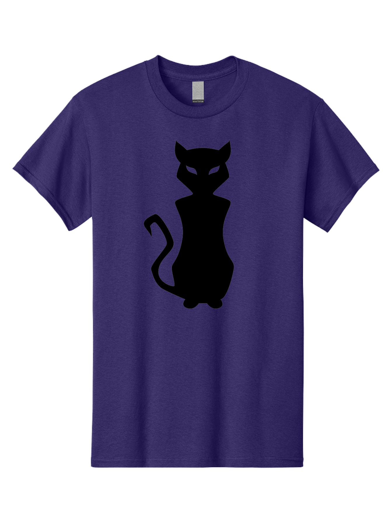 Cat-Silhouette Men'S Graphic Tee, 100% Cotton, Comfortable Casual Summer Wear, Machine Washable, Black Cat Silhouette, Glowy Eyes, Cat'S Paw On Face, Feline Figure, Mysterious Animal, Sleek Design, Glowing Green Eyes, Cat Shape Aab209