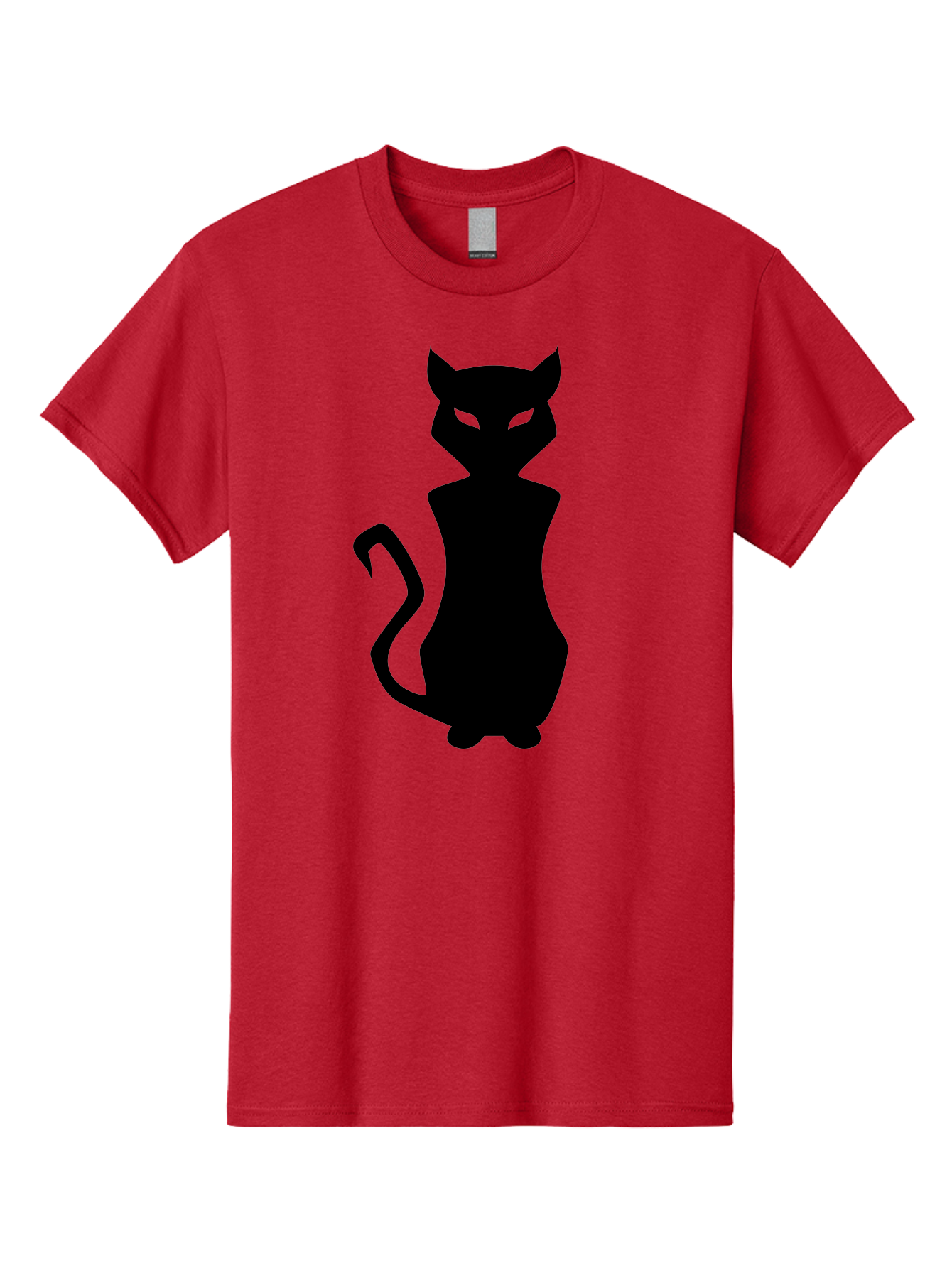 Cat-Silhouette Men'S Graphic Tee, 100% Cotton, Comfortable Casual Summer Wear, Machine Washable, Black Cat Silhouette, Glowy Eyes, Cat'S Paw On Face, Feline Figure, Mysterious Animal, Sleek Design, Glowing Green Eyes, Cat Shape Aab209
