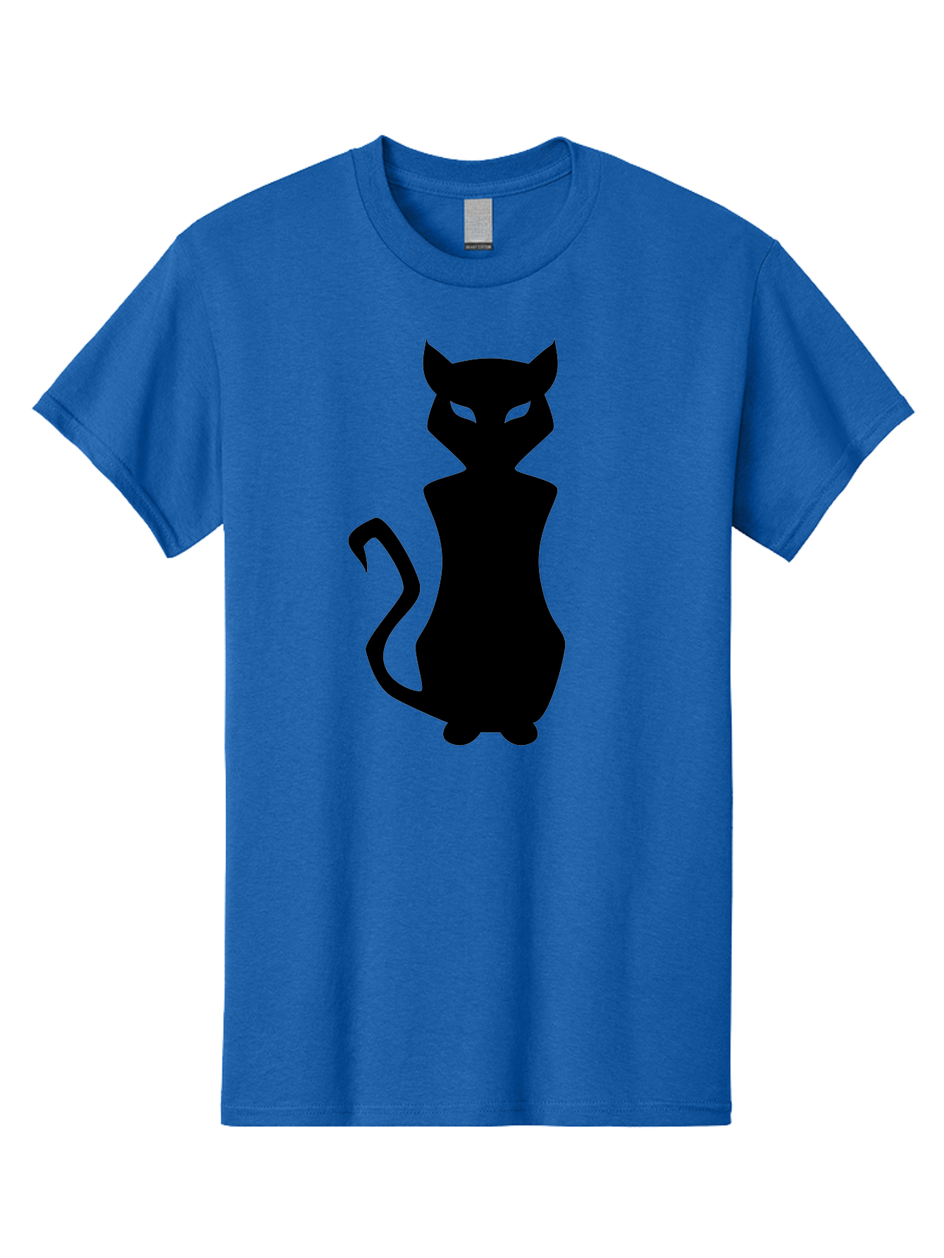 Cat-Silhouette Men'S Graphic Tee, 100% Cotton, Comfortable Casual Summer Wear, Machine Washable, Black Cat Silhouette, Glowy Eyes, Cat'S Paw On Face, Feline Figure, Mysterious Animal, Sleek Design, Glowing Green Eyes, Cat Shape Aab209