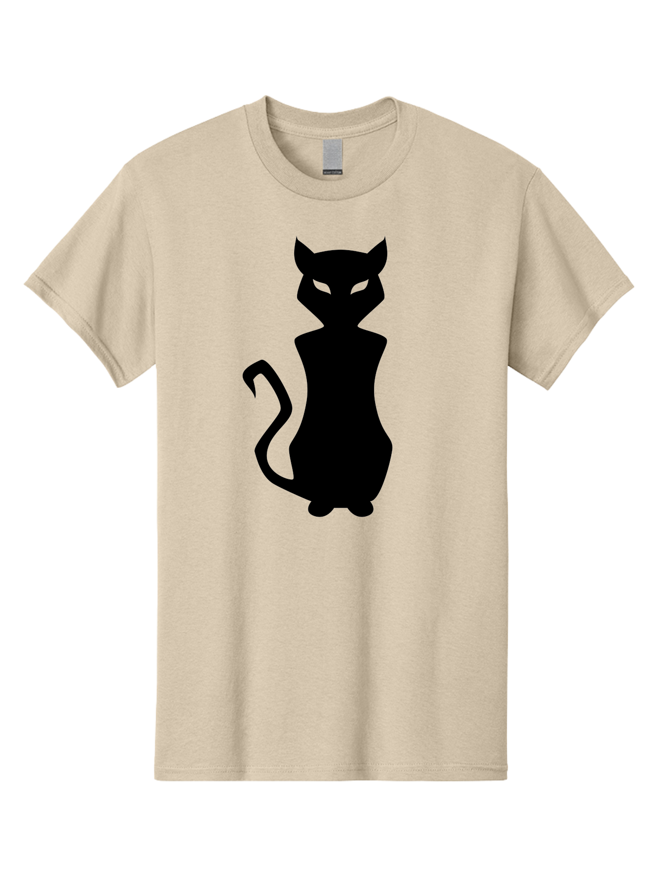 Cat-Silhouette Men'S Graphic Tee, 100% Cotton, Comfortable Casual Summer Wear, Machine Washable, Black Cat Silhouette, Glowy Eyes, Cat'S Paw On Face, Feline Figure, Mysterious Animal, Sleek Design, Glowing Green Eyes, Cat Shape Aab209