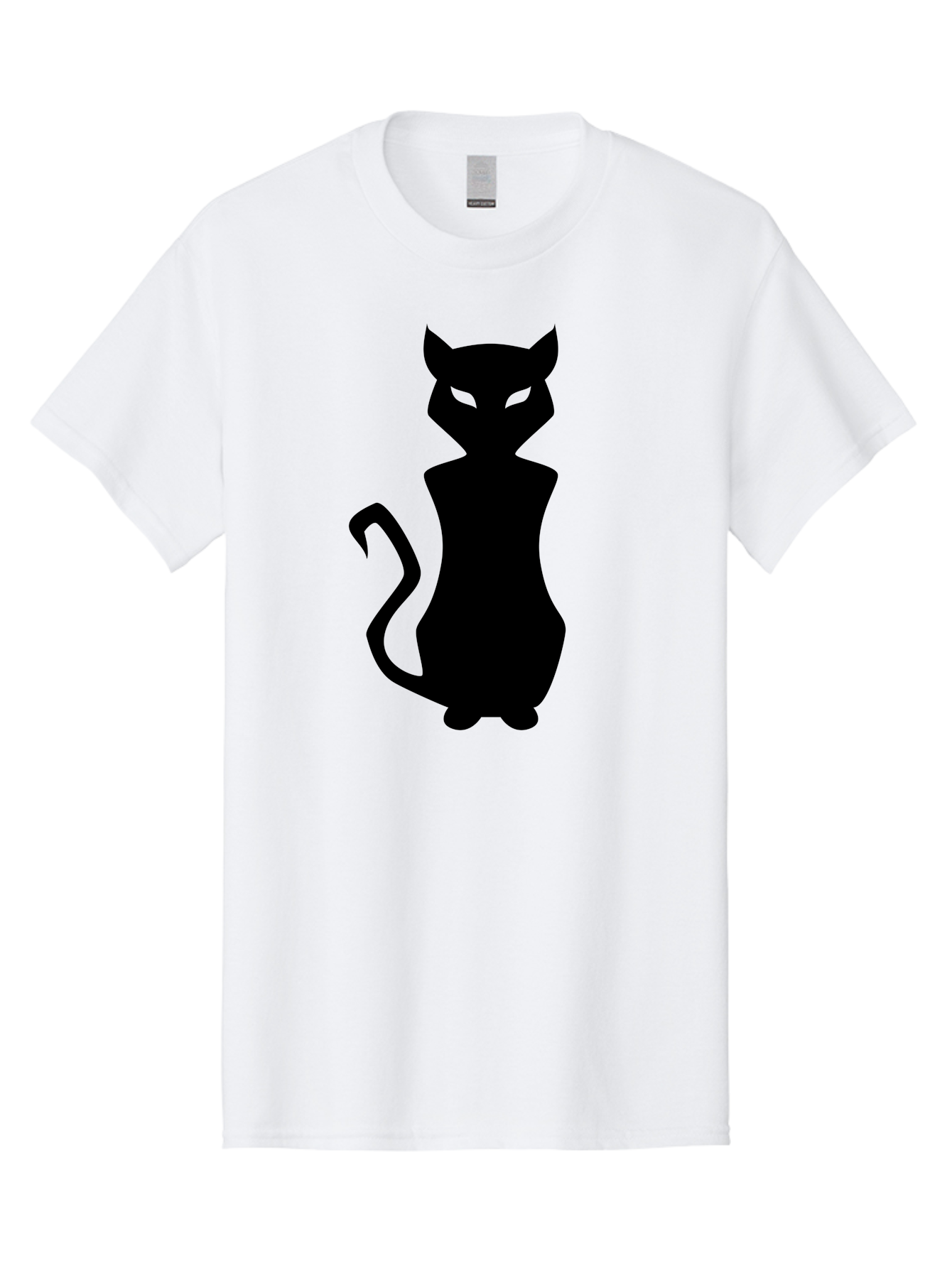 Cat-Silhouette Men'S Graphic Tee, 100% Cotton, Comfortable Casual Summer Wear, Machine Washable, Black Cat Silhouette, Glowy Eyes, Cat'S Paw On Face, Feline Figure, Mysterious Animal, Sleek Design, Glowing Green Eyes, Cat Shape Aab209