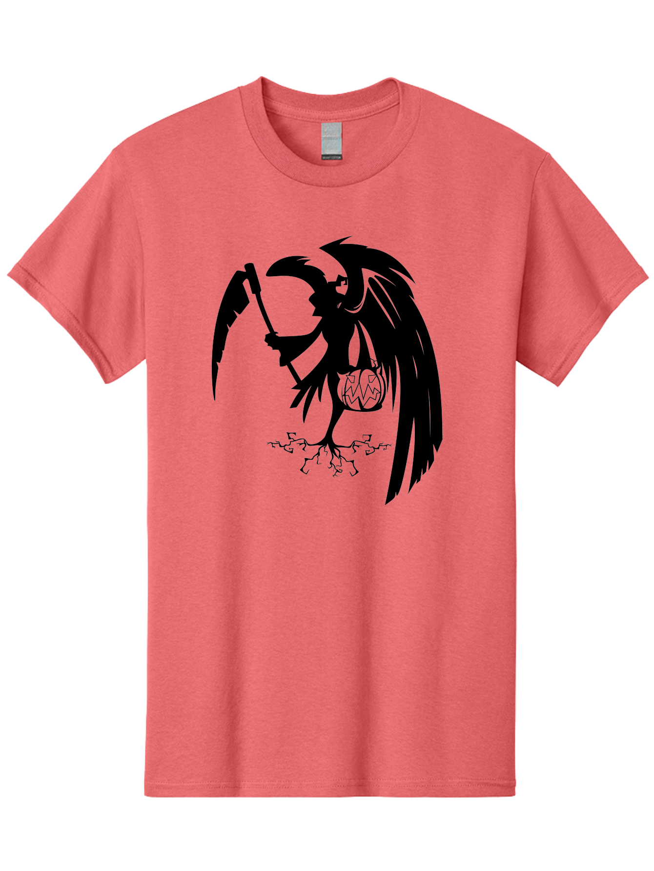 Crow-Grim-Reaper Men'S Graphic Tee, 100% Cotton, Comfortable Casual Summer Wear, Machine Washable, Bird With Scythe, Surreal Imagery, Abstract Art, Dark Symbolism, Mysterious Creature, Winged Figure, Eerie Atmosphere, Fantasy Illustration Aab210