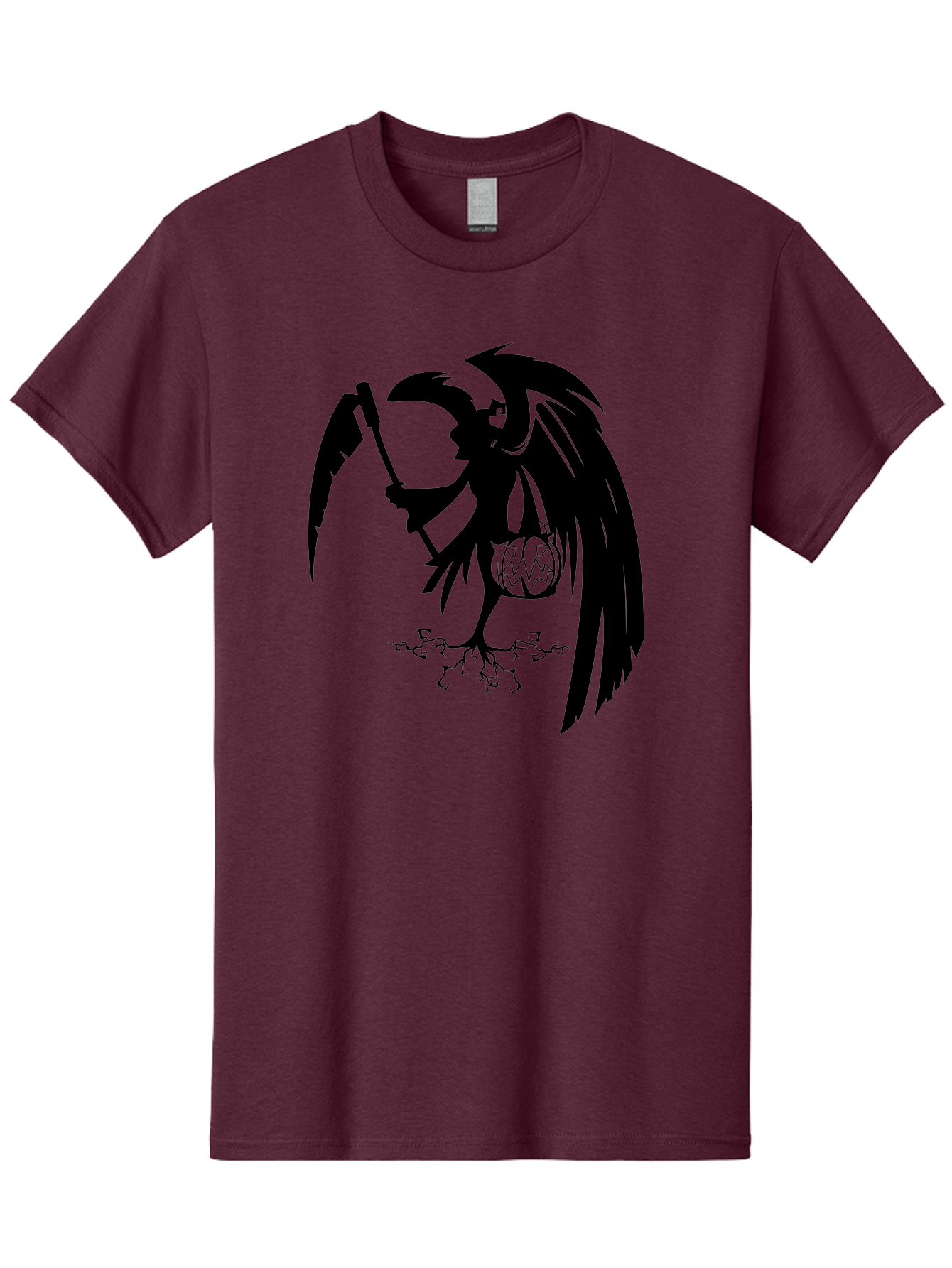 Crow-Grim-Reaper Men'S Graphic Tee, 100% Cotton, Comfortable Casual Summer Wear, Machine Washable, Bird With Scythe, Surreal Imagery, Abstract Art, Dark Symbolism, Mysterious Creature, Winged Figure, Eerie Atmosphere, Fantasy Illustration Aab210