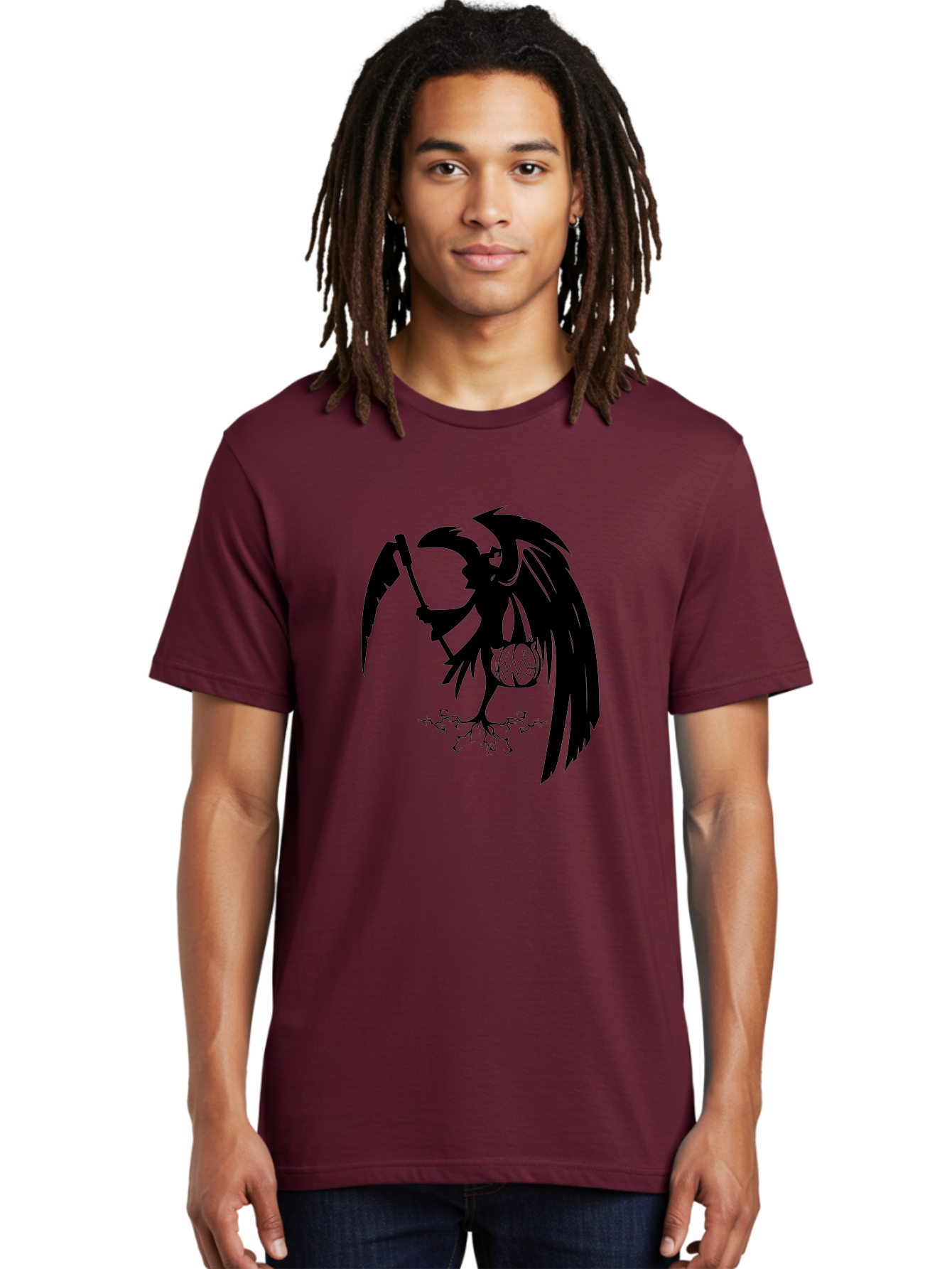 Crow-Grim-Reaper Men'S Graphic Tee, 100% Cotton, Comfortable Casual Summer Wear, Machine Washable, Bird With Scythe, Surreal Imagery, Abstract Art, Dark Symbolism, Mysterious Creature, Winged Figure, Eerie Atmosphere, Fantasy Illustration Aab210