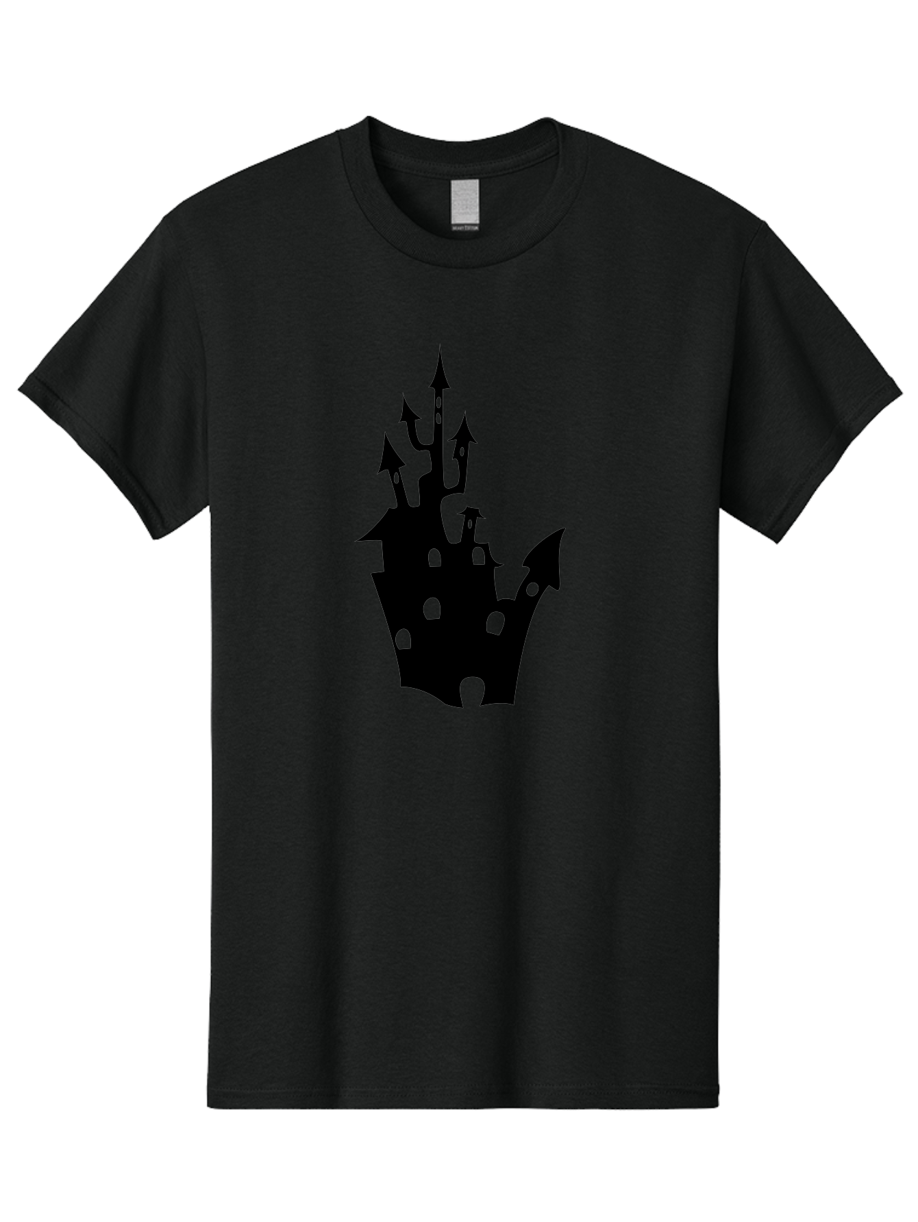 Crown-Castle Men'S Graphic Tee, 100% Cotton, Comfortable Casual Summer Wear, Machine Washable, Crown Shaped Castle, Medieval Architecture, Fantasy Design, Regal Crown, Mysterious Silhouette, Eerie Atmosphere, Dark Fantasy, Gothic Style Aab211
