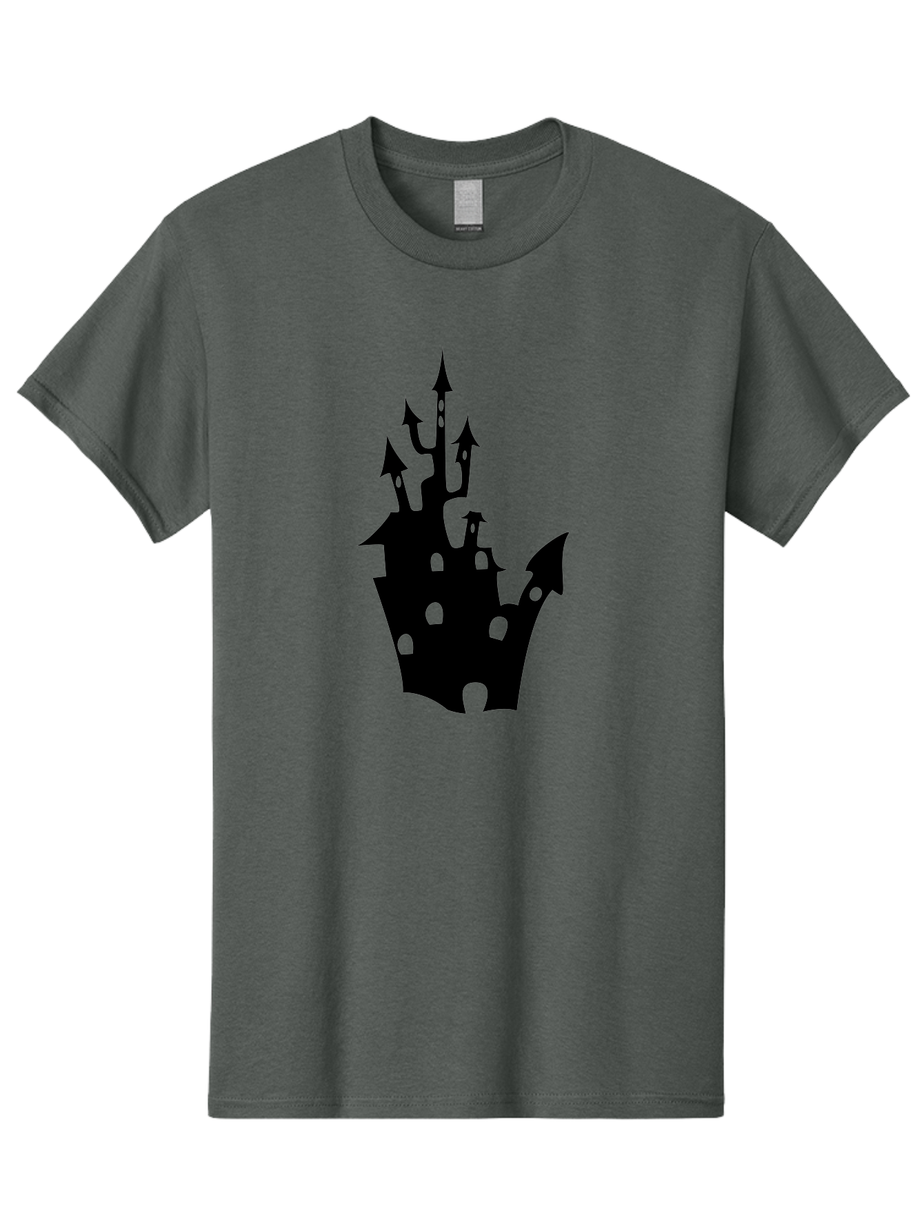 Crown-Castle Men'S Graphic Tee, 100% Cotton, Comfortable Casual Summer Wear, Machine Washable, Crown Shaped Castle, Medieval Architecture, Fantasy Design, Regal Crown, Mysterious Silhouette, Eerie Atmosphere, Dark Fantasy, Gothic Style Aab211
