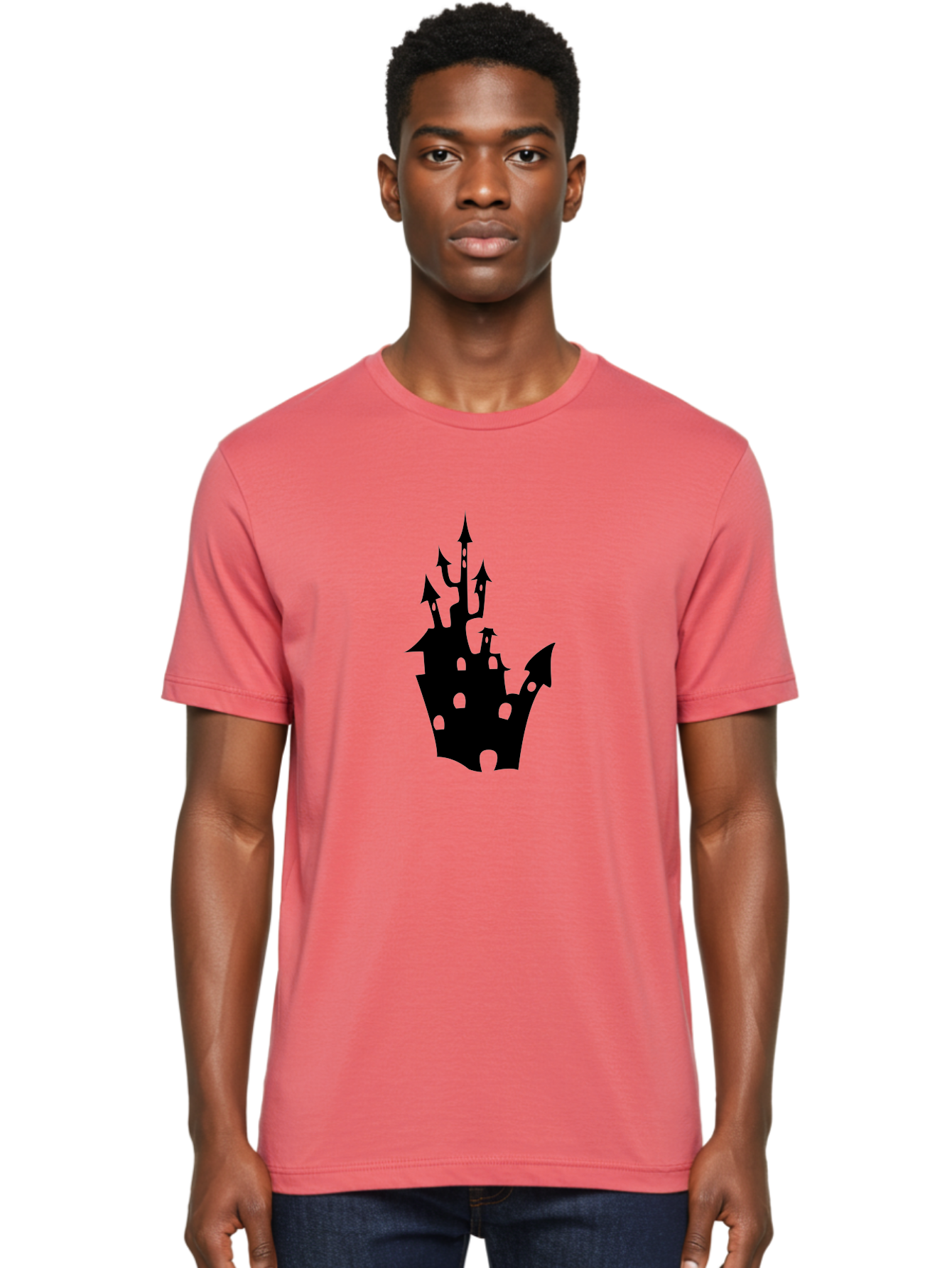 Crown-Castle Men'S Graphic Tee, 100% Cotton, Comfortable Casual Summer Wear, Machine Washable, Crown Shaped Castle, Medieval Architecture, Fantasy Design, Regal Crown, Mysterious Silhouette, Eerie Atmosphere, Dark Fantasy, Gothic Style Aab211