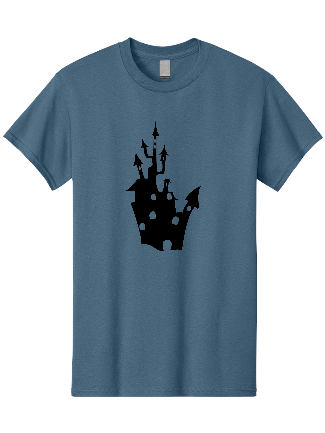 Crown-Castle Men'S Graphic Tee, 100% Cotton, Comfortable Casual Summer Wear, Machine Washable, Crown Shaped Castle, Medieval Architecture, Fantasy Design, Regal Crown, Mysterious Silhouette, Eerie Atmosphere, Dark Fantasy, Gothic Style Aab211