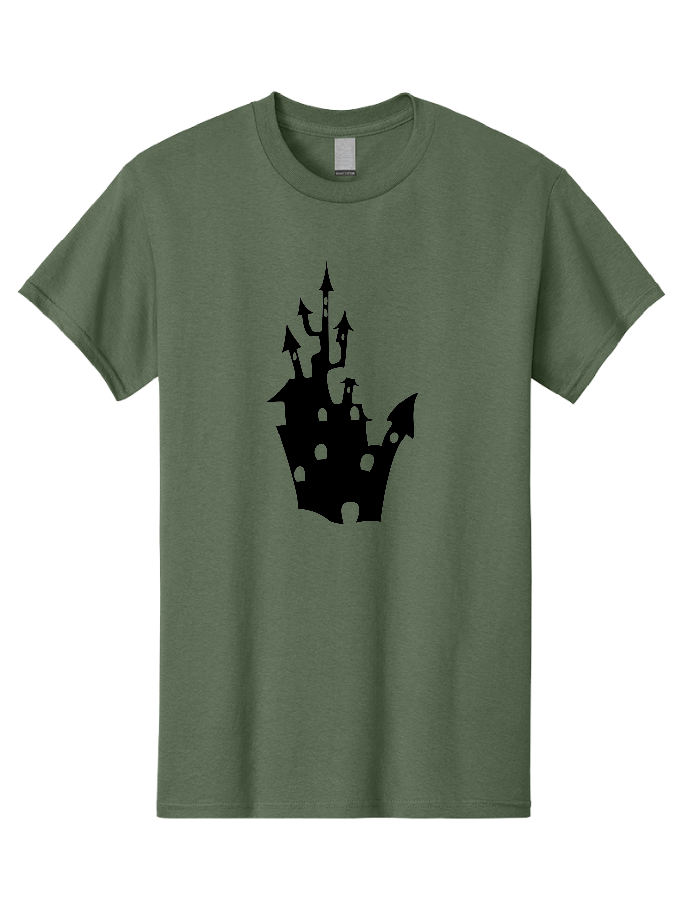 Crown-Castle Men'S Graphic Tee, 100% Cotton, Comfortable Casual Summer Wear, Machine Washable, Crown Shaped Castle, Medieval Architecture, Fantasy Design, Regal Crown, Mysterious Silhouette, Eerie Atmosphere, Dark Fantasy, Gothic Style Aab211