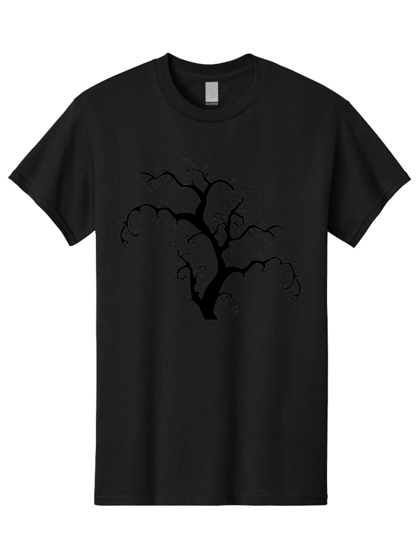 Dead-Tree-Silhouette Men'S Graphic Tee, 100% Cotton, Comfortable Casual Summer Wear, Machine Washable, Dead Tree Silhouette, Barren Branches, Spooky Atmosphere, Gothic Art, Mysterious, Haunting, Twisted, Eerie Aab213