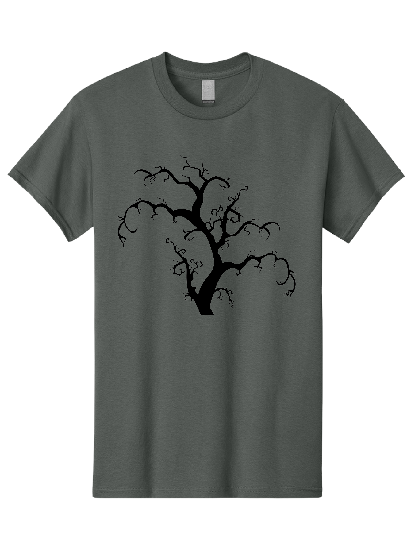 Dead-Tree-Silhouette Men'S Graphic Tee, 100% Cotton, Comfortable Casual Summer Wear, Machine Washable, Dead Tree Silhouette, Barren Branches, Spooky Atmosphere, Gothic Art, Mysterious, Haunting, Twisted, Eerie Aab213