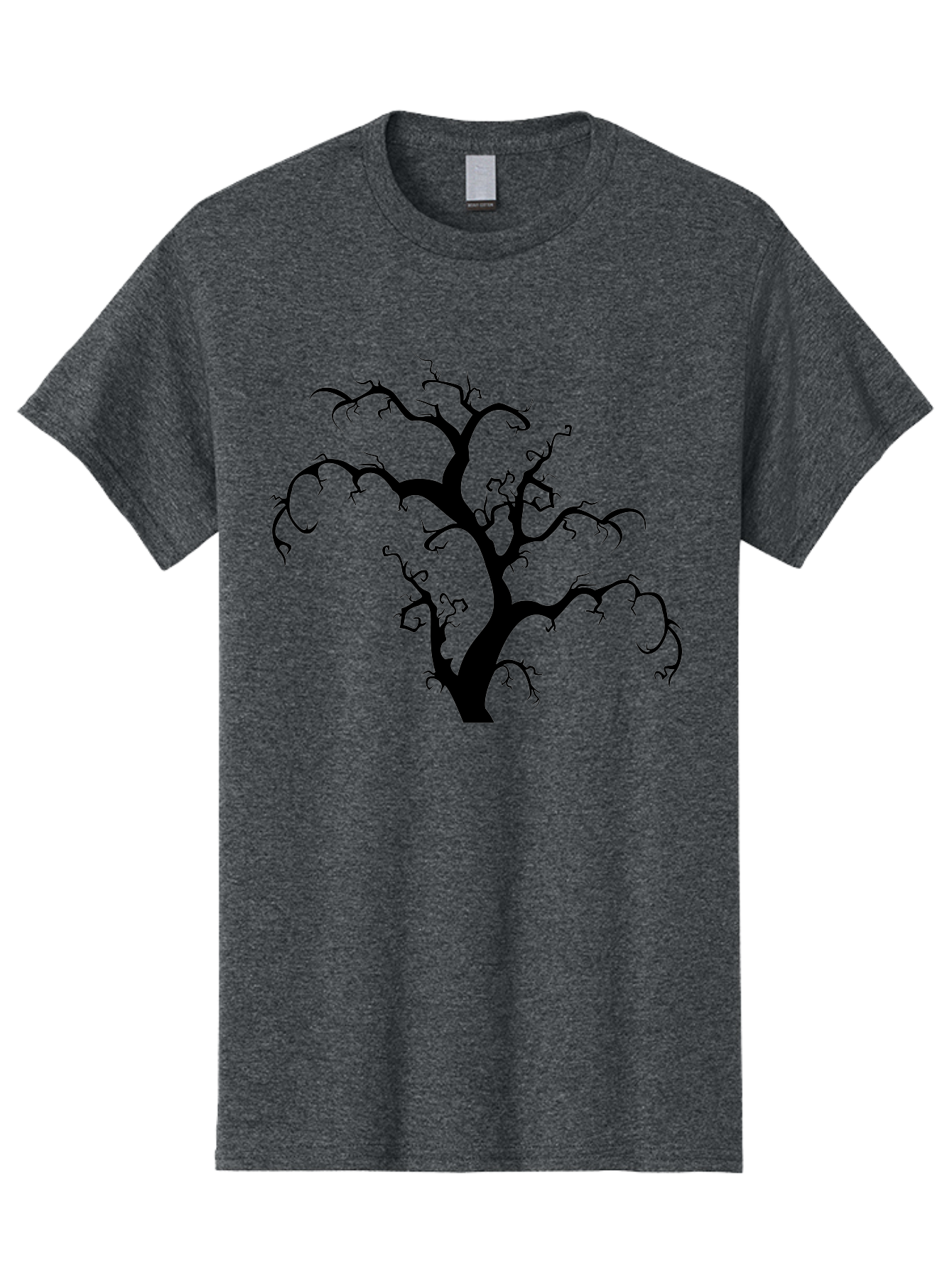 Dead-Tree-Silhouette Men'S Graphic Tee, 100% Cotton, Comfortable Casual Summer Wear, Machine Washable, Dead Tree Silhouette, Barren Branches, Spooky Atmosphere, Gothic Art, Mysterious, Haunting, Twisted, Eerie Aab213