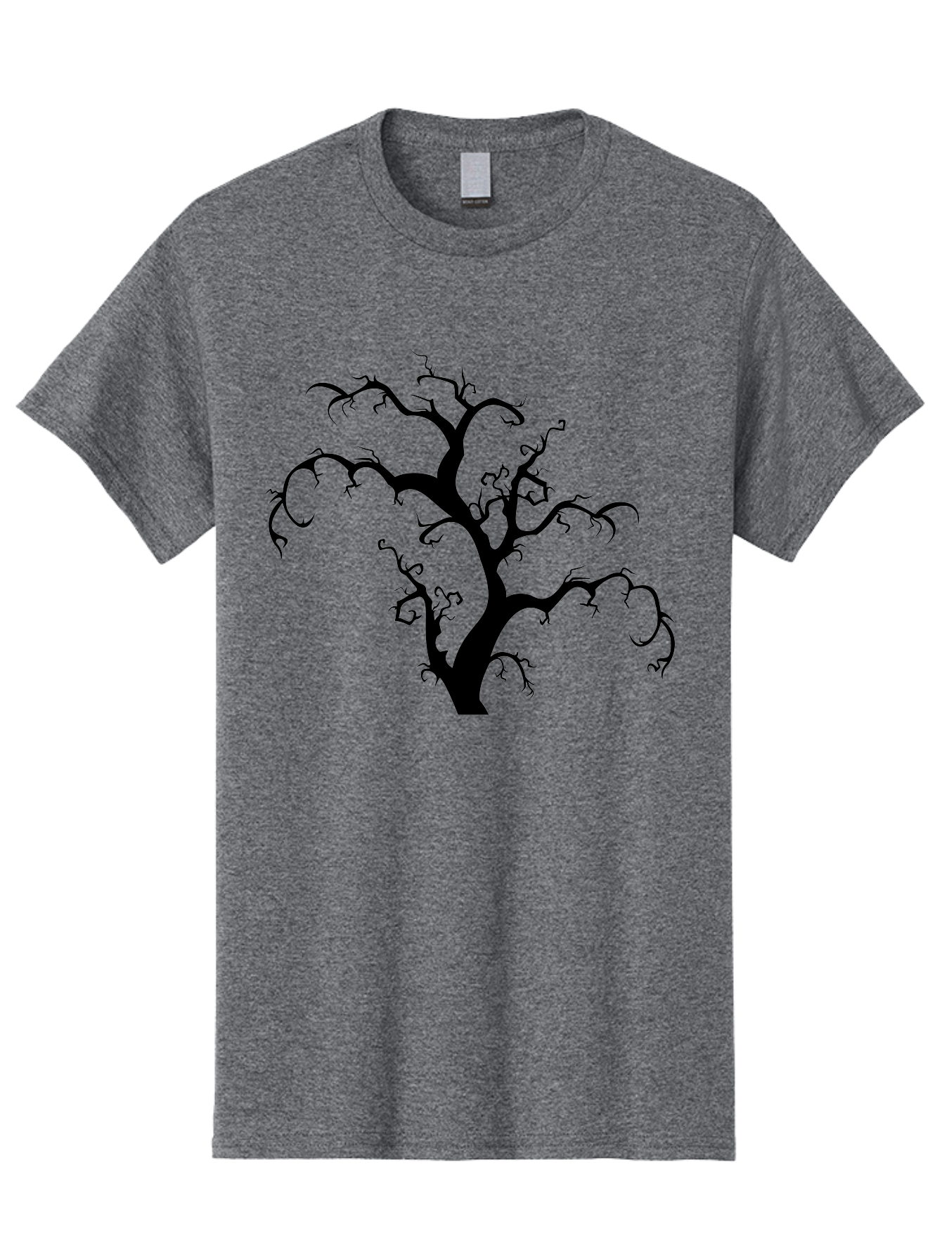 Dead-Tree-Silhouette Men'S Graphic Tee, 100% Cotton, Comfortable Casual Summer Wear, Machine Washable, Dead Tree Silhouette, Barren Branches, Spooky Atmosphere, Gothic Art, Mysterious, Haunting, Twisted, Eerie Aab213